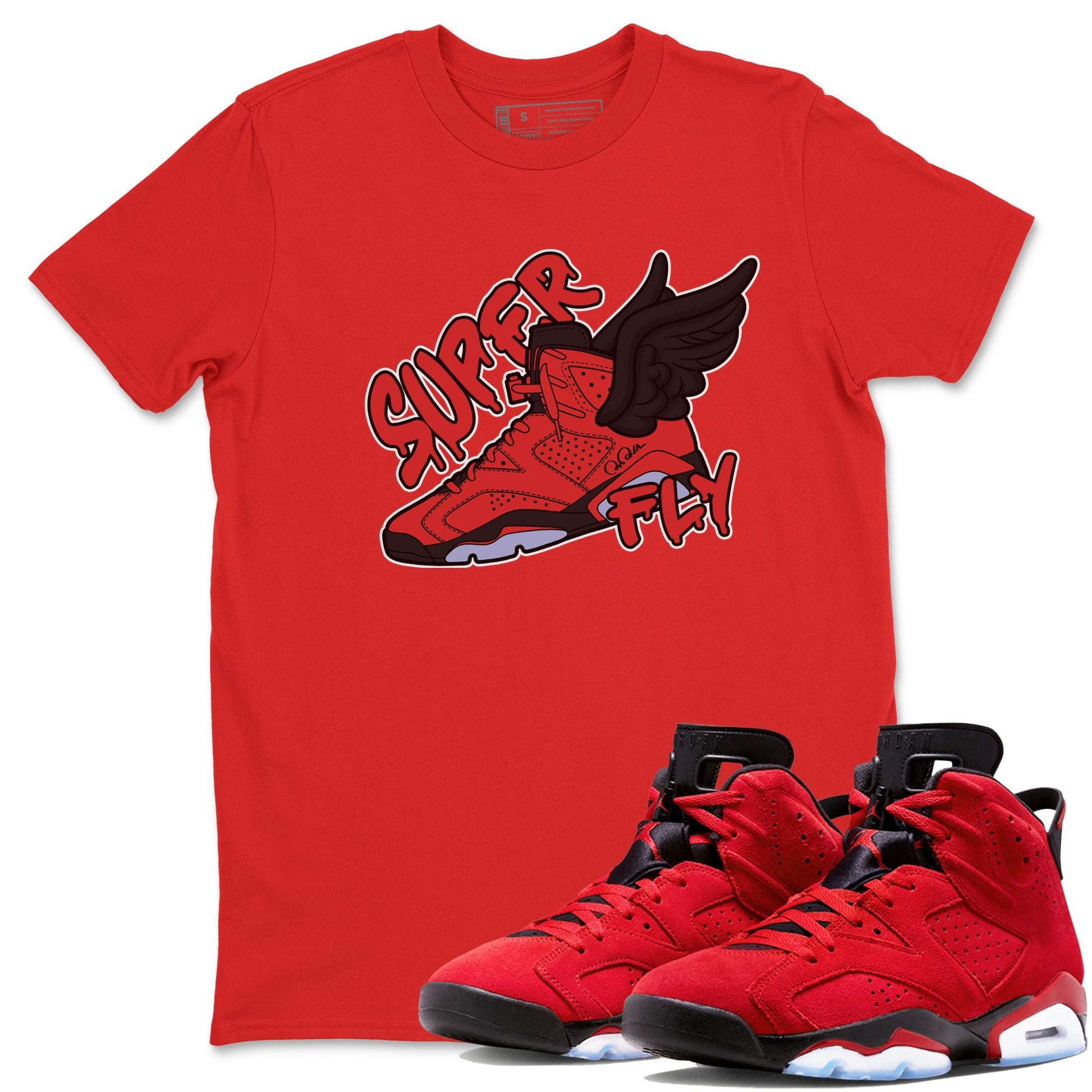 Air Jordan 6 Toro Bravo Sneaker Match Tees Super Fly Sneaker Tees AJ6 Toro Bravo Sneaker Release Tees Unisex Shirts Red 1