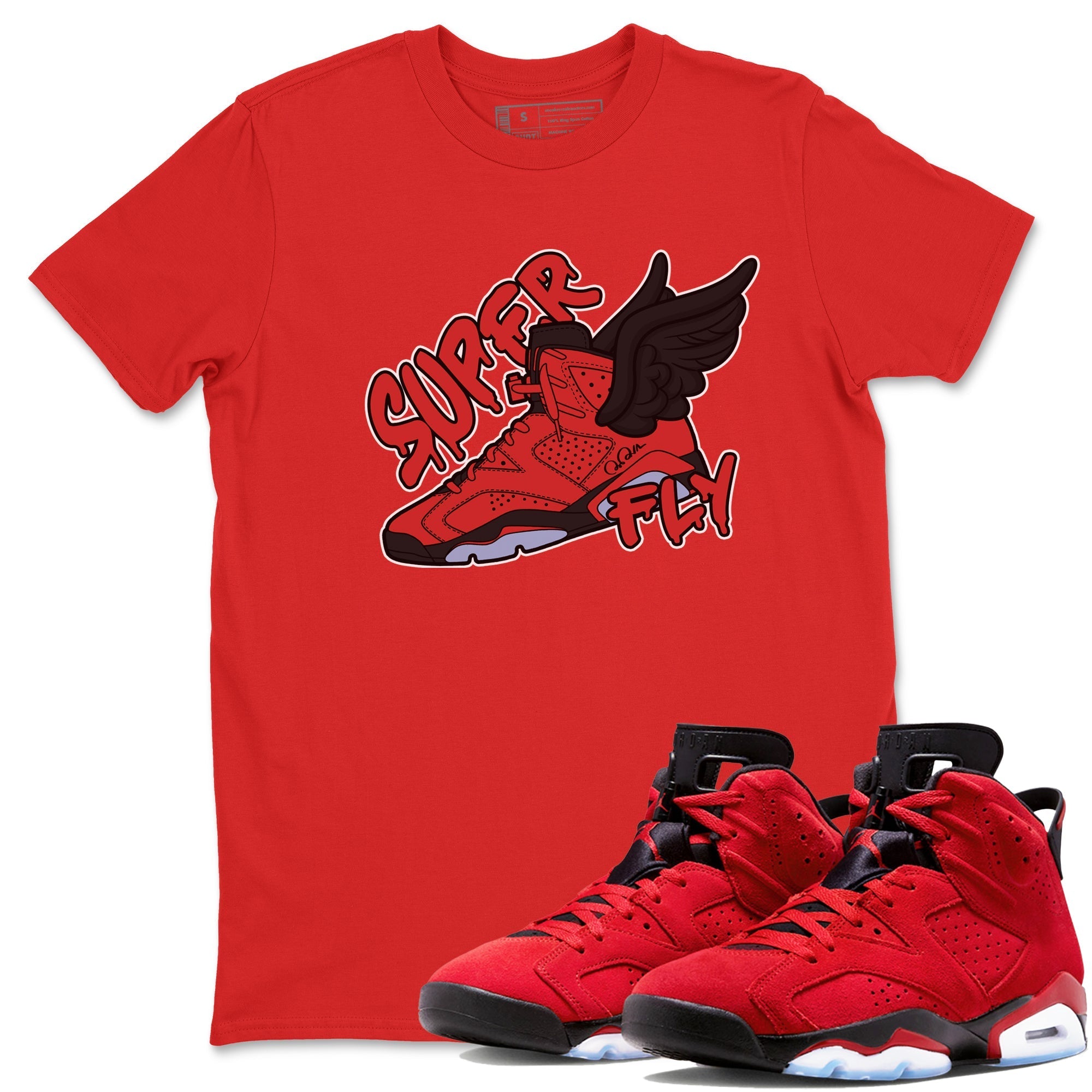 Air Jordan 6 Toro Bravo Sneaker Match Tees Super Fly Sneaker Tees AJ6 Toro Bravo Sneaker Release Tees Unisex Shirts Red 1