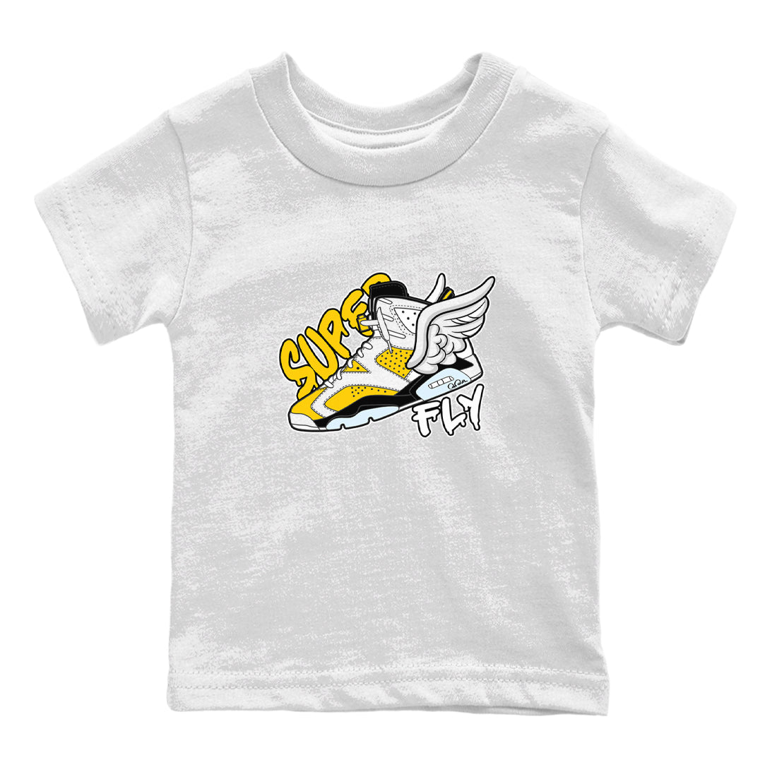 Air Jordan 6 Yellow Ochre shirt to match jordans Super Fly sneaker tees streetwear brand AJ6 Yellow Ochre Drip Gear Zone Brand Baby Toddler White 2 T-Shirt