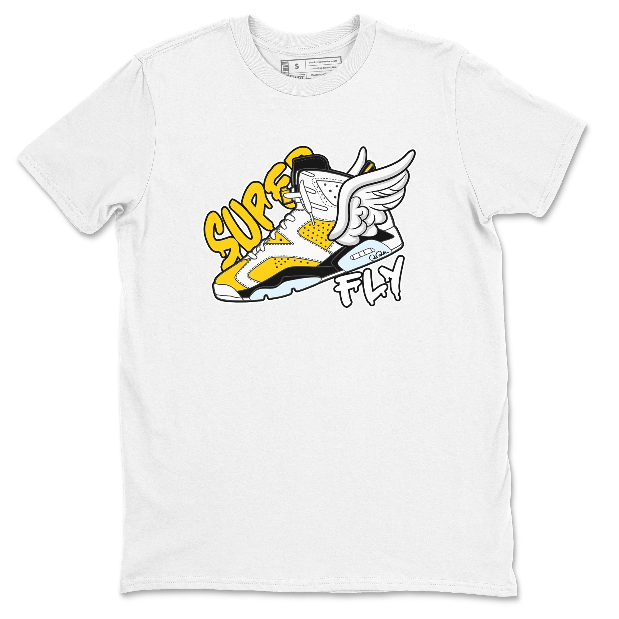 Air Jordan 6 Yellow Ochre shirt to match jordans Super Fly sneaker tees streetwear brand AJ6 Yellow Ochre Drip Gear Zone Brand Unisex White 2 T-Shirt