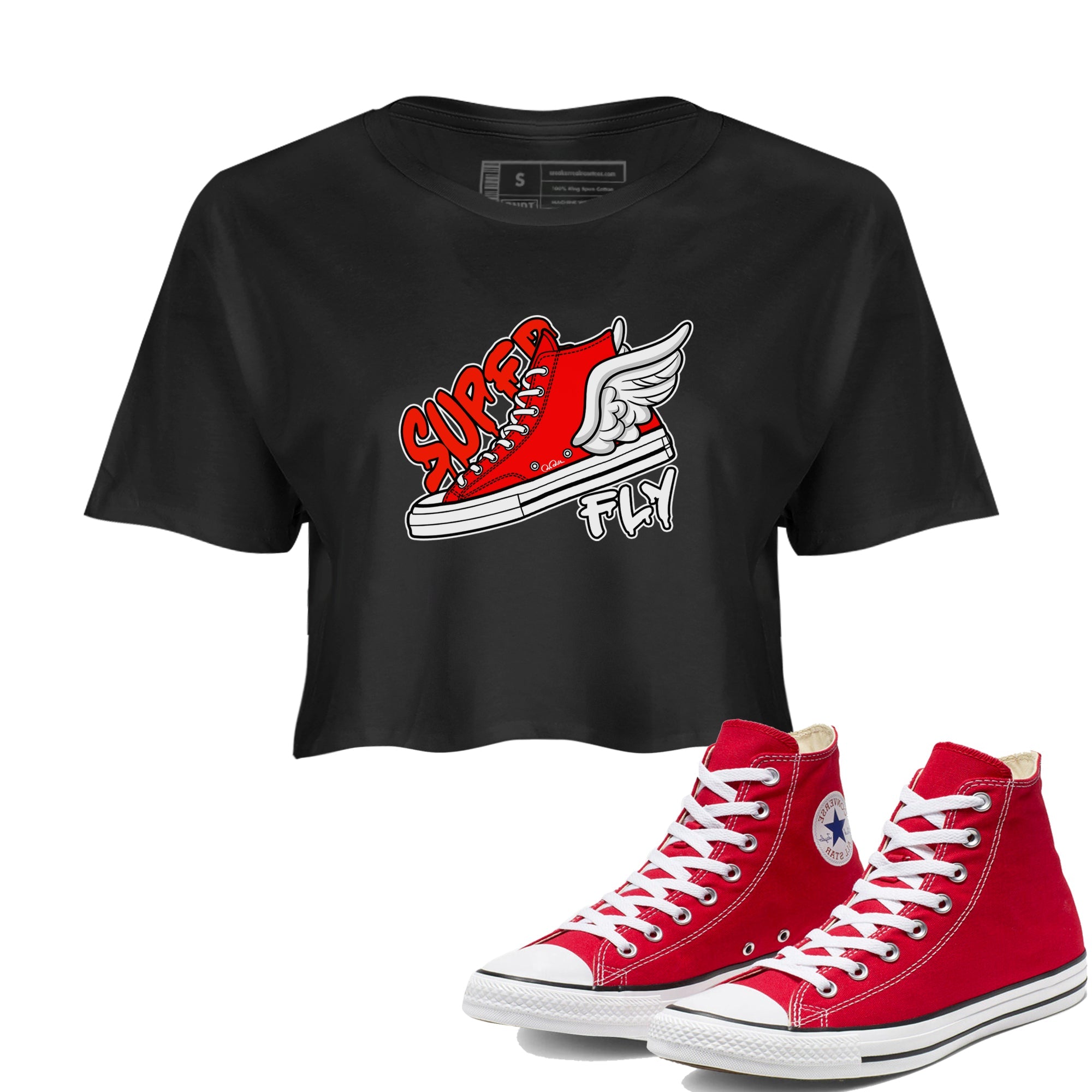 Converse High Top Red shirt to match sneakers Super Fly sneaker tees Shoes Match Converse High Top Red Drip Gear Zone Sneaker Tee Black 1 Crop T-Shirt