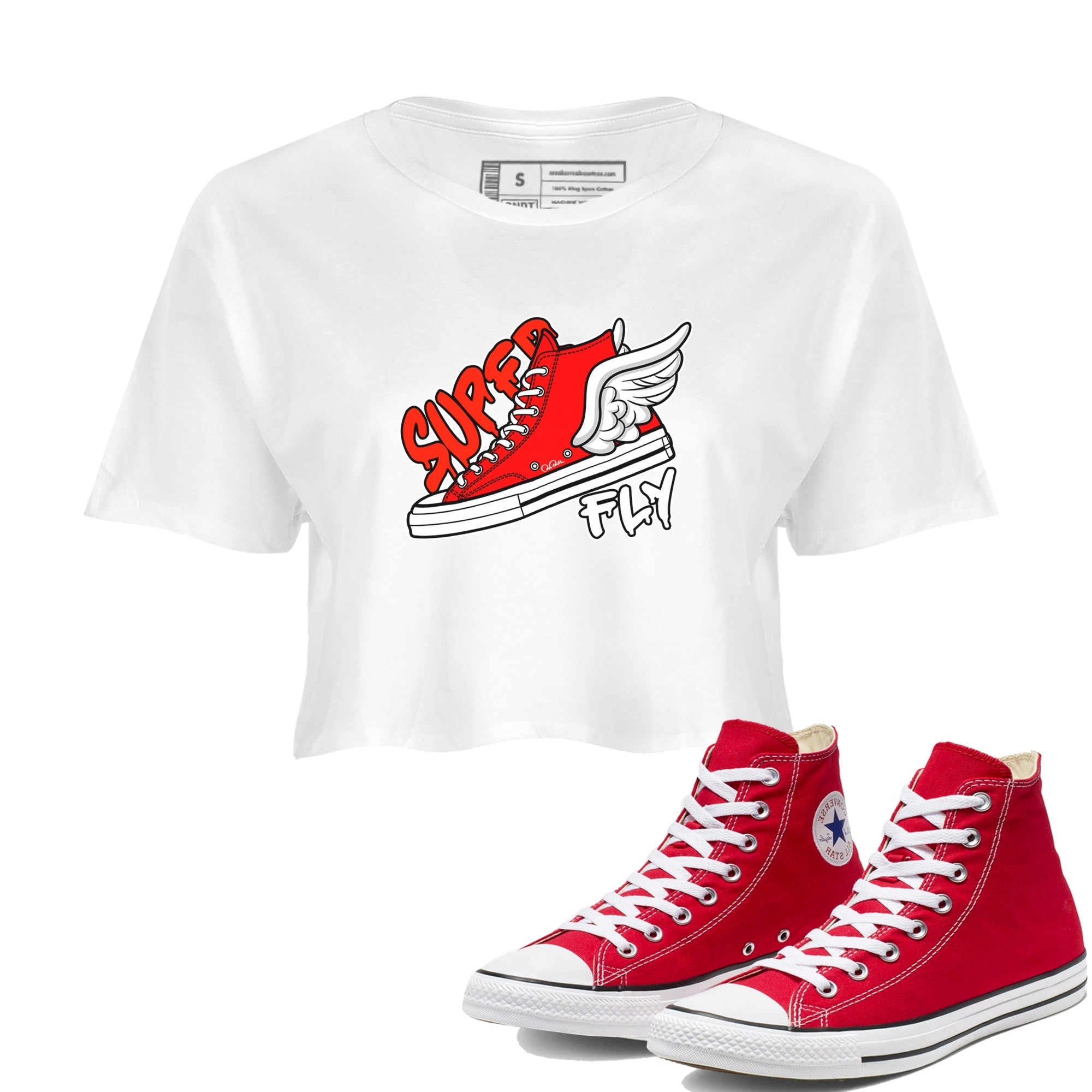 Converse High Top Red shirt to match sneakers Super Fly sneaker tees Shoes Match Converse High Top Red Drip Gear Zone Sneaker Tee White 1 Crop T-Shirt