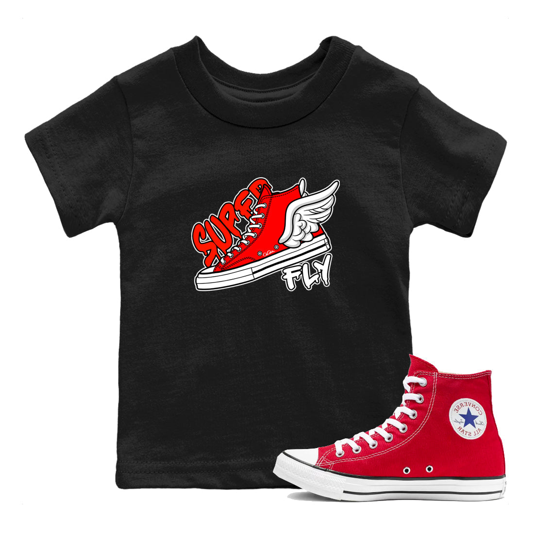 Converse High Top Red shirt to match sneakers Super Fly sneaker tees Shoes Match Converse High Top Red Drip Gear Zone Sneaker Tee Baby Toddler Black 1 T-Shirt