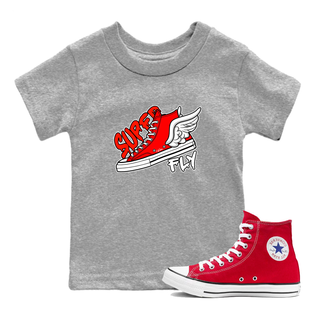 Converse High Top Red shirt to match sneakers Super Fly sneaker tees Shoes Match Converse High Top Red Drip Gear Zone Sneaker Tee Baby Toddler Heather Grey 1 T-Shirt