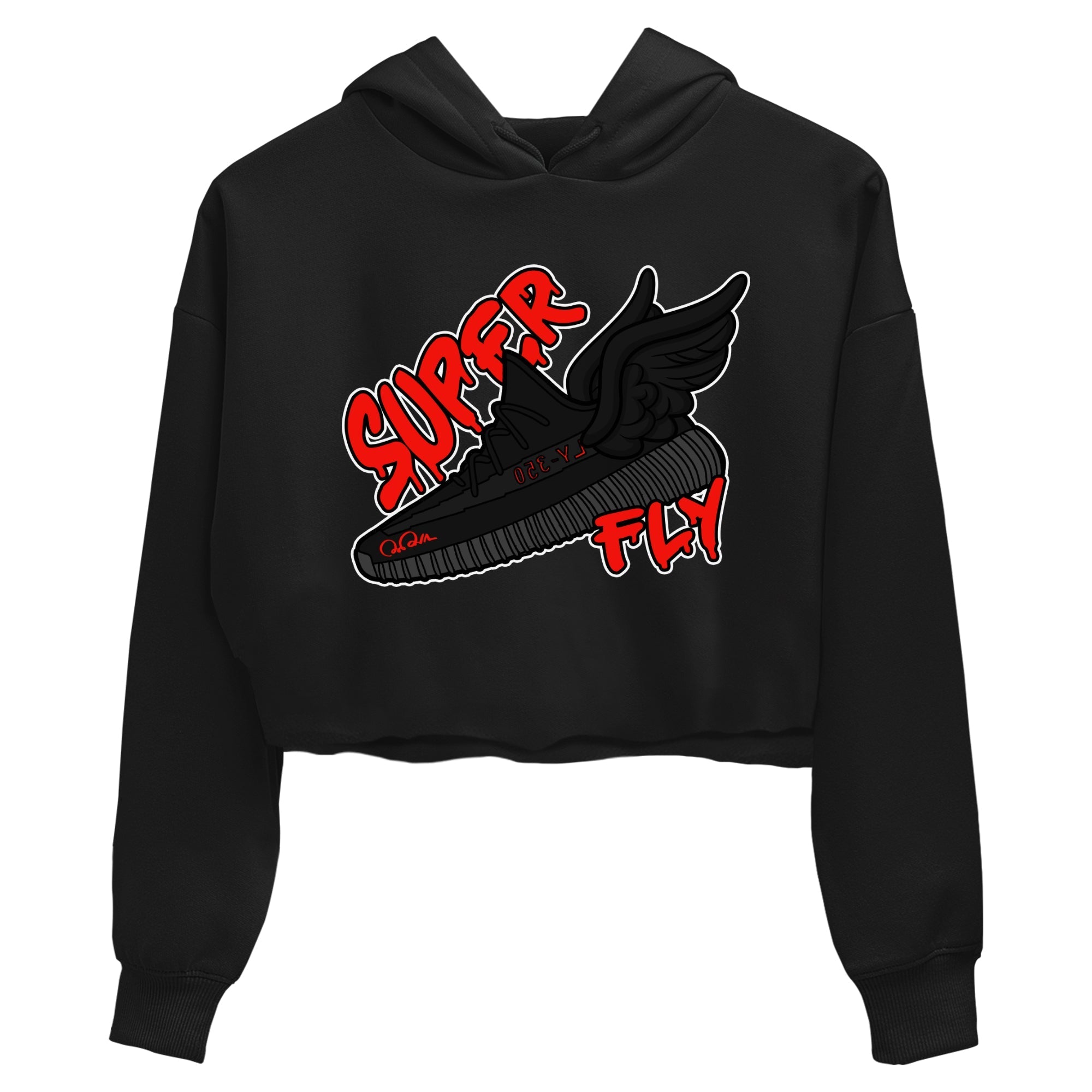 Yeezy 350 Bred shirt to match jordans Super Fly Streetwear Sneaker Shirt Adidas Yeezy Boost V2 350 Bred Drip Gear Zone Sneaker Matching Clothing Black 2 Crop T-Shirt