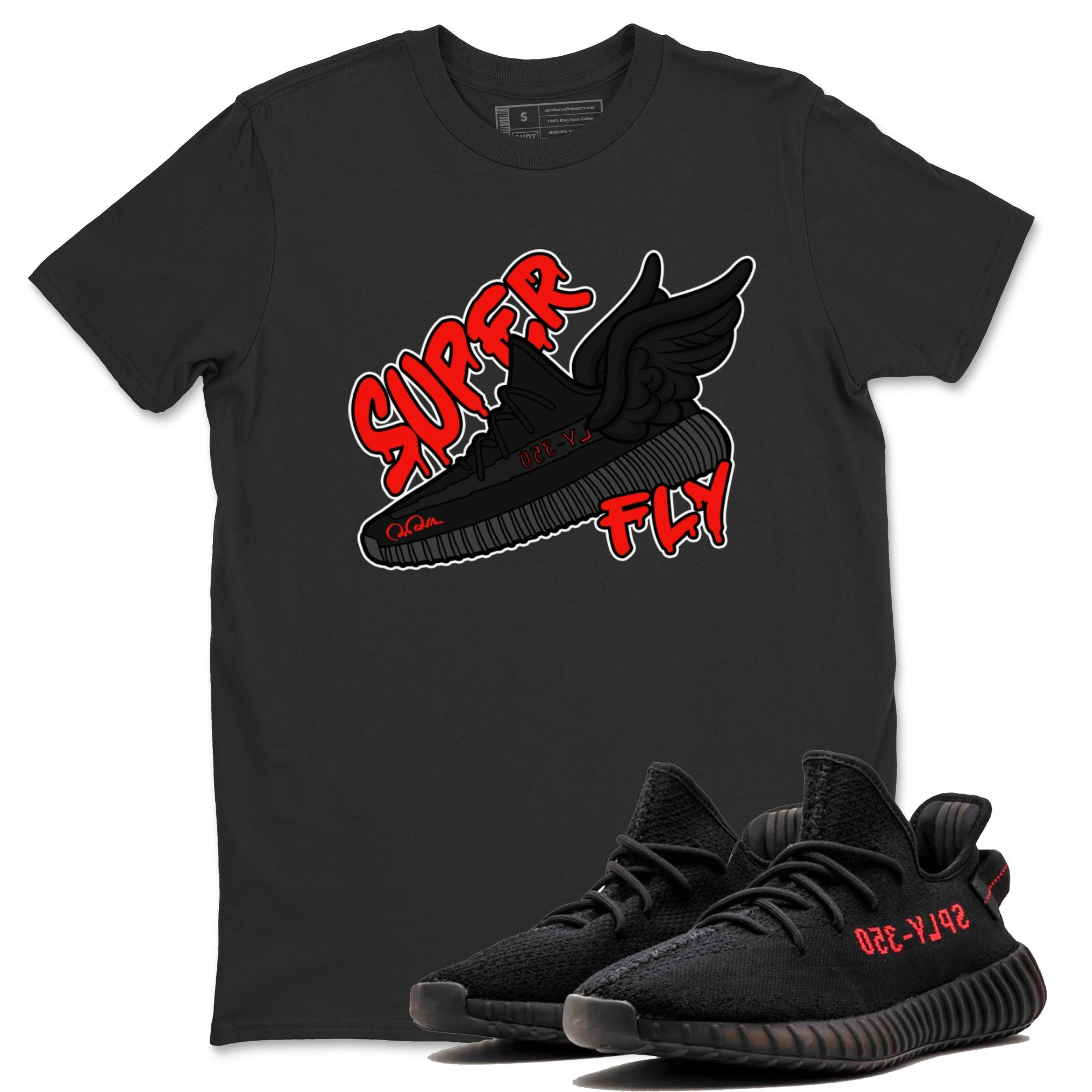 Yeezy 350 Bred shirt to match jordans Super Fly Streetwear Sneaker Shirt Adidas Yeezy Boost V2 350 Bred Drip Gear Zone Sneaker Matching Clothing Unisex Black 1 T-Shirt