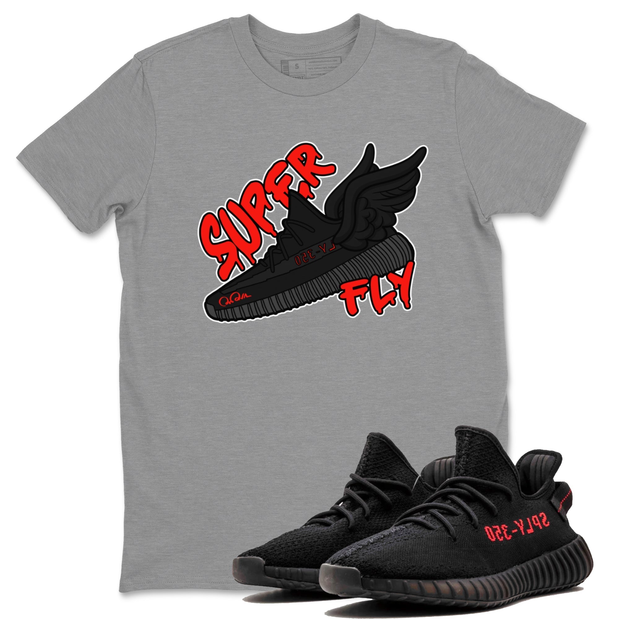 Yeezy 350 Bred shirt to match jordans Super Fly Streetwear Sneaker Shirt Adidas Yeezy Boost V2 350 Bred Drip Gear Zone Sneaker Matching Clothing Unisex Heather Grey 1 T-Shirt