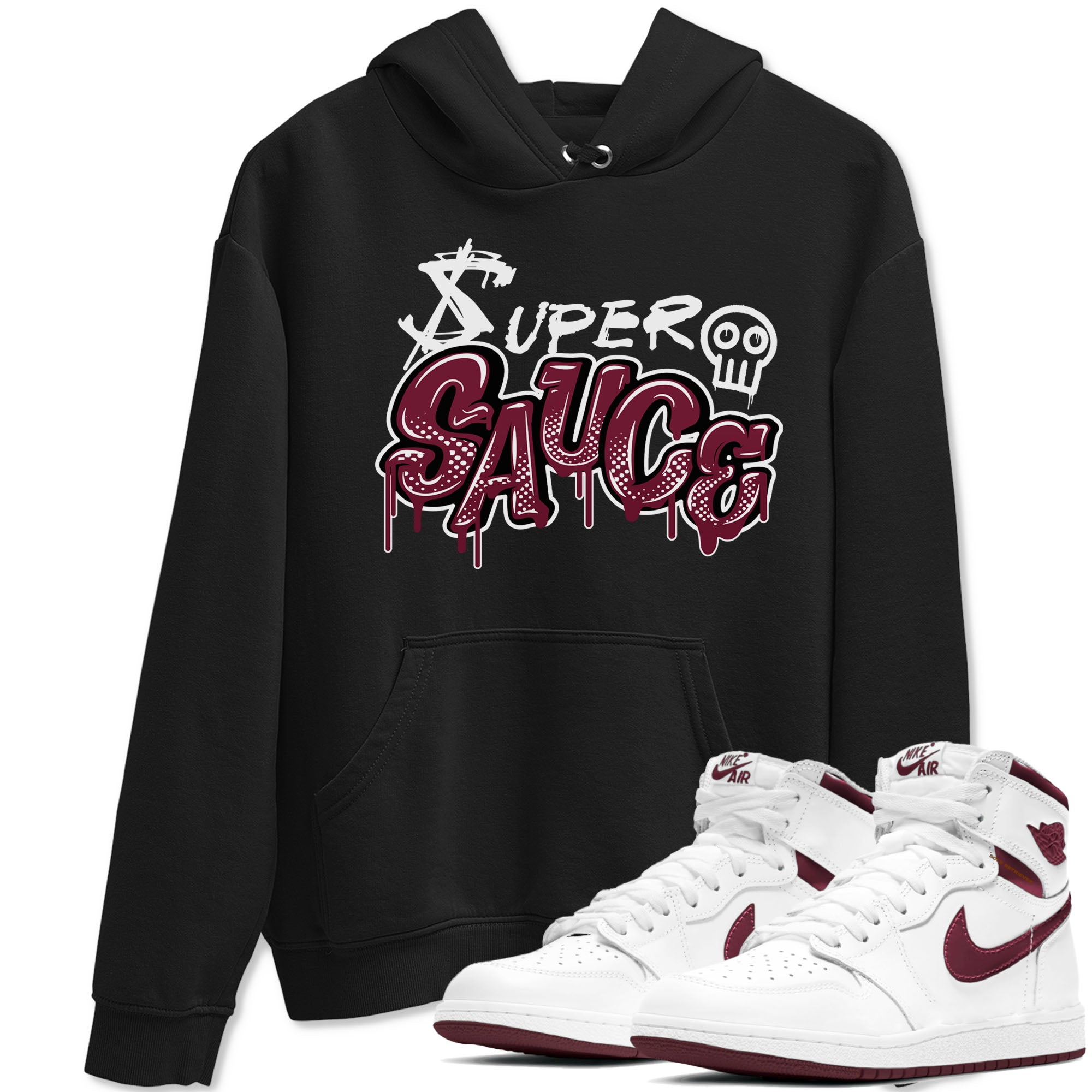 1s Metallic Burgundy shirt to match jordans Super Sauce sneaker tees Air Jordan 1 Metallic Burgundy Drip Gear Zone unisex cotton Black 1 crew neck shirt