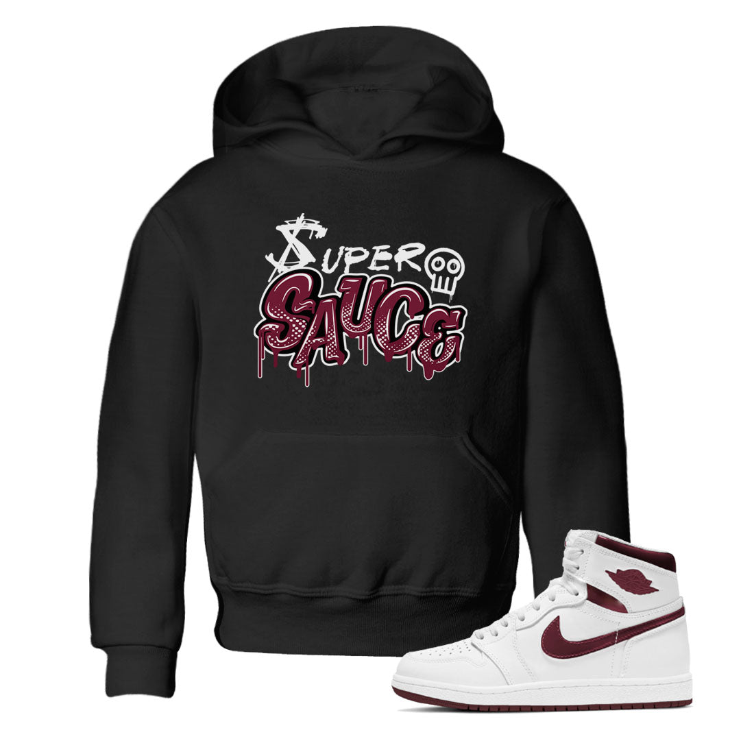 1s Metallic Burgundy shirt to match jordans Super Sauce sneaker tees Air Jordan 1 Metallic Burgundy Drip Gear Zone baby toddler Black 1 cotton Shirt