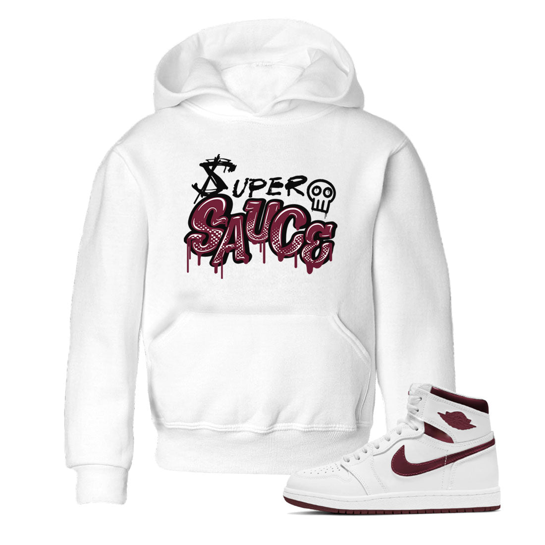 1s Metallic Burgundy shirt to match jordans Super Sauce sneaker tees Air Jordan 1 Metallic Burgundy Drip Gear Zone baby toddler White 1 cotton Shirt