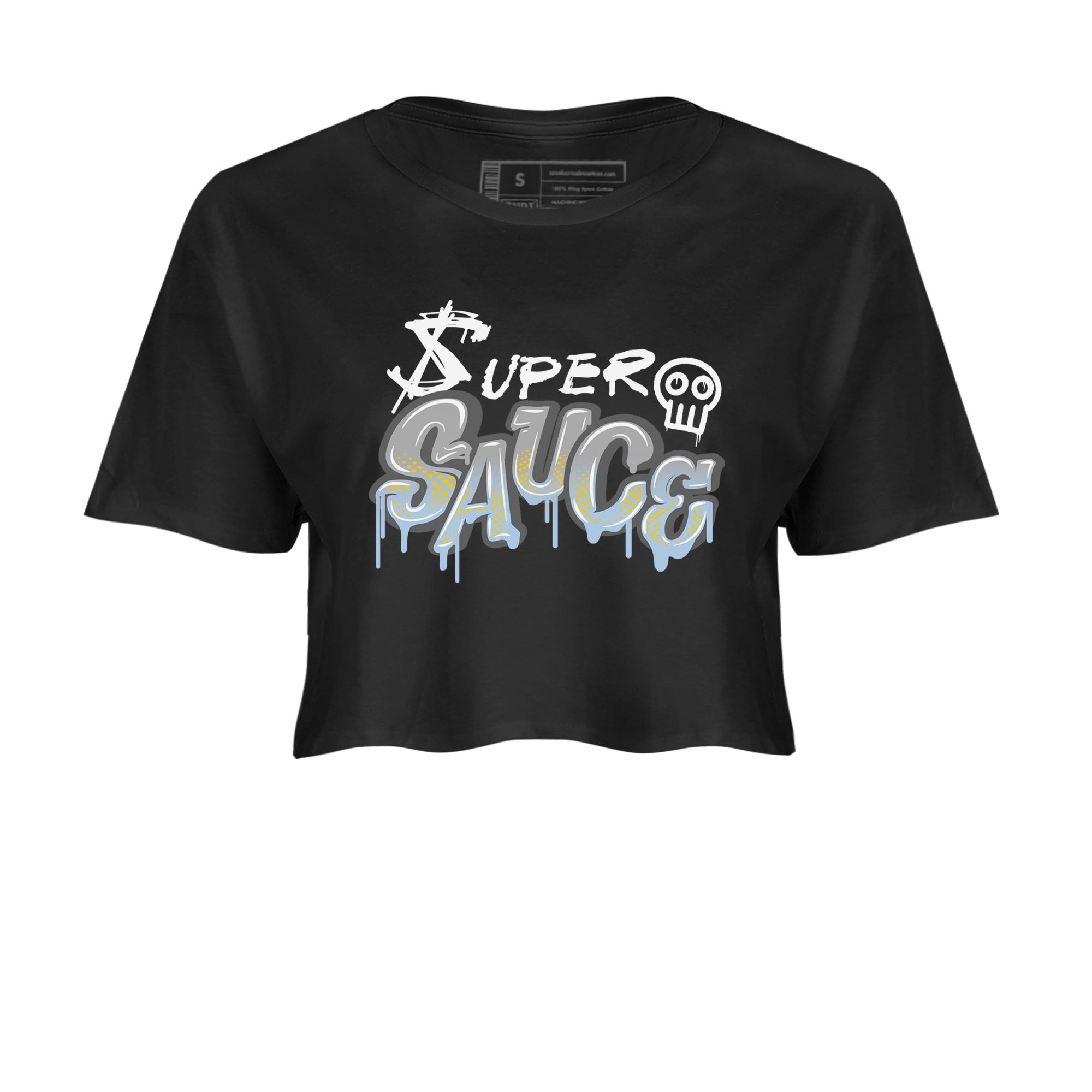 13s Blue Grey shirt to match jordans Super Sauce sneaker tees Air Jordan 13 Blue Grey Drip Gear Zone Black 2 crop length shirt