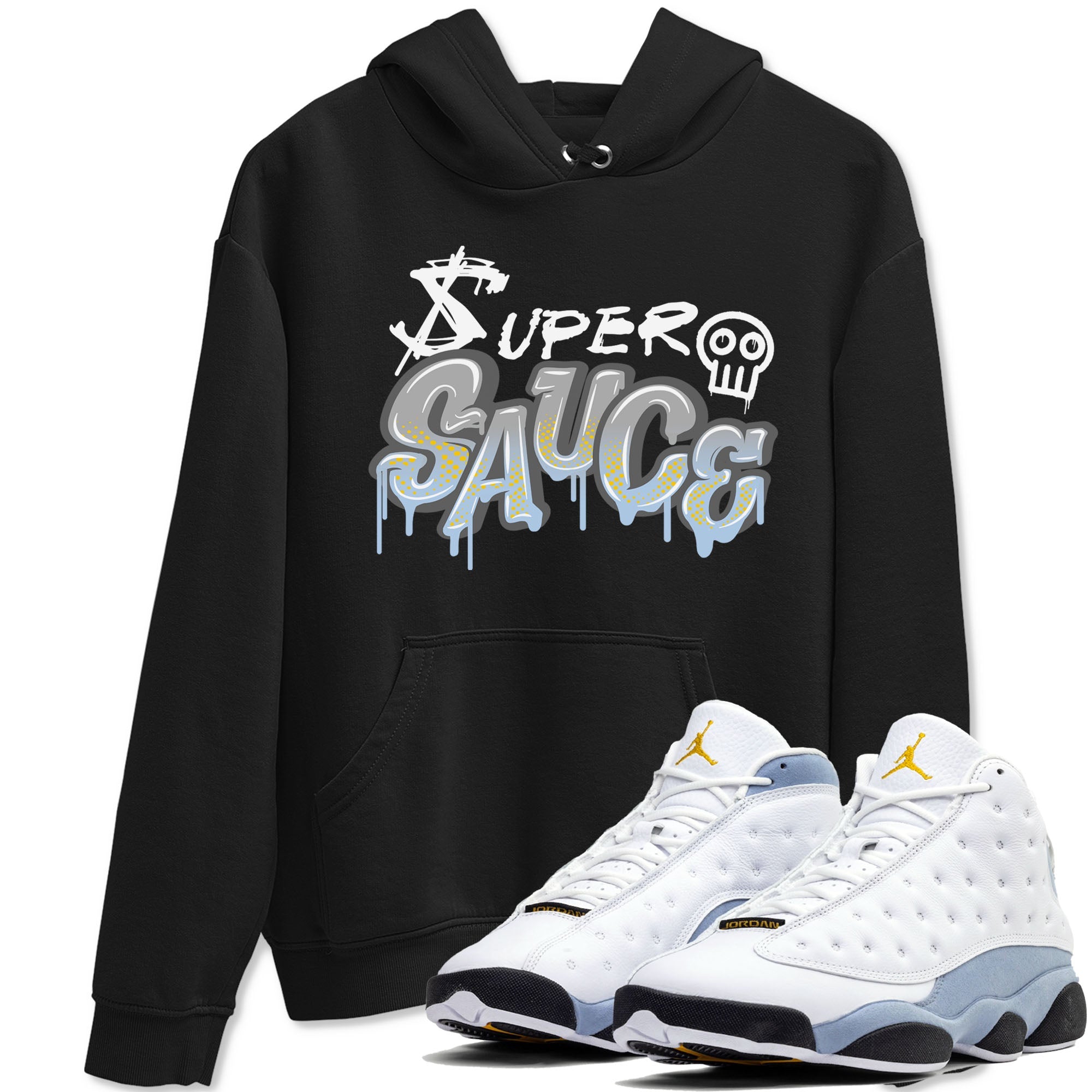 13s Blue Grey shirt to match jordans Super Sauce sneaker tees Air Jordan 13 Blue Grey Drip Gear Zone unisex cotton Black 1 crew neck shirt