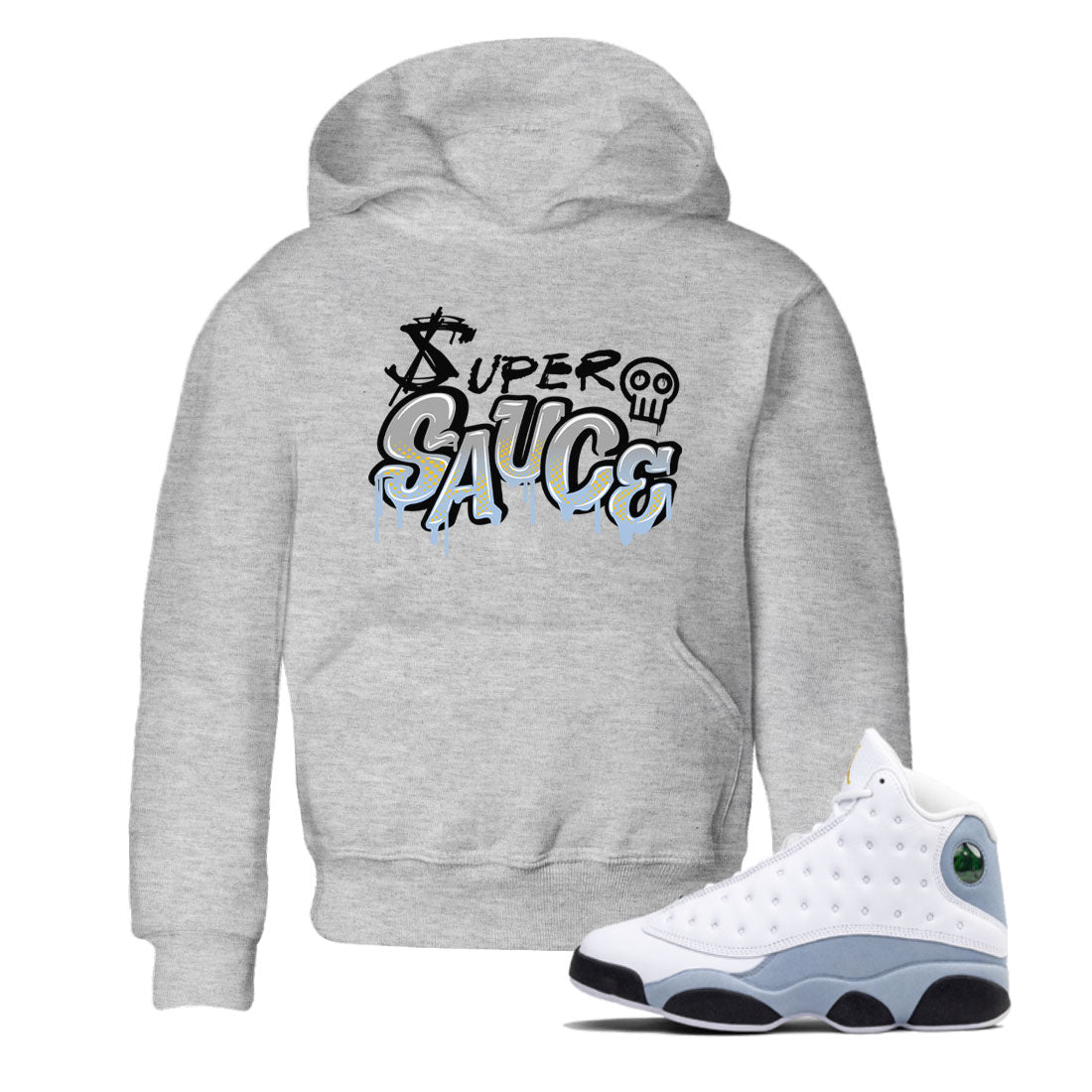 13s Blue Grey shirt to match jordans Super Sauce sneaker tees Air Jordan 13 Blue Grey Drip Gear Zone baby toddler Heather Grey 1 cotton Shirt