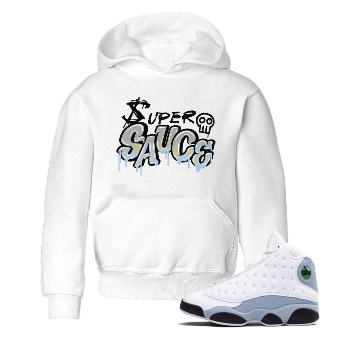 13s Blue Grey shirt to match jordans Super Sauce sneaker tees Air Jordan 13 Blue Grey Drip Gear Zone baby toddler White 1 cotton Shirt