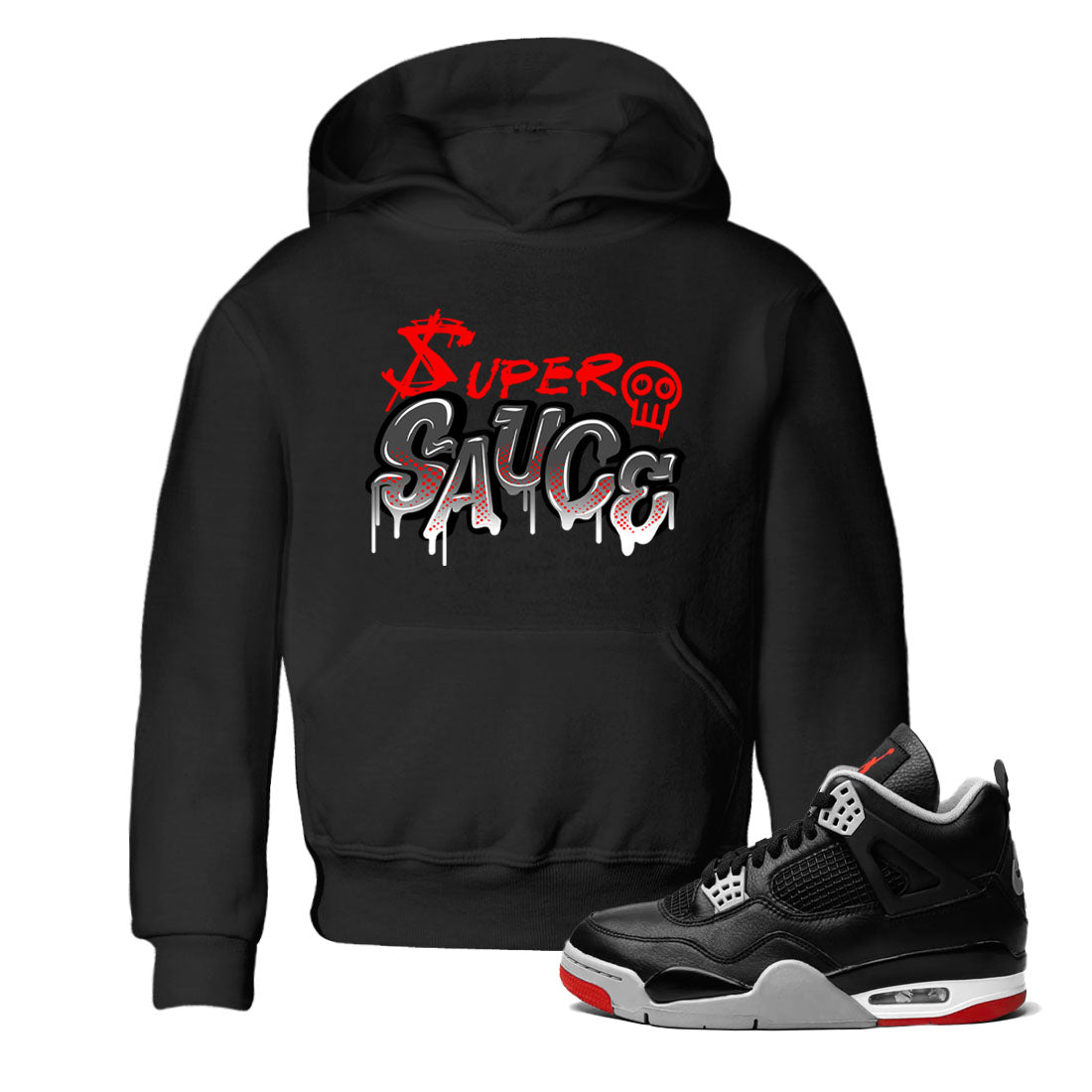 4s Bred Reimagined shirt to match jordans Super Sauce sneaker tees Air Jordan 4 Bred Reimagined Drip Gear Zone baby toddler Black 1 cotton Shirt