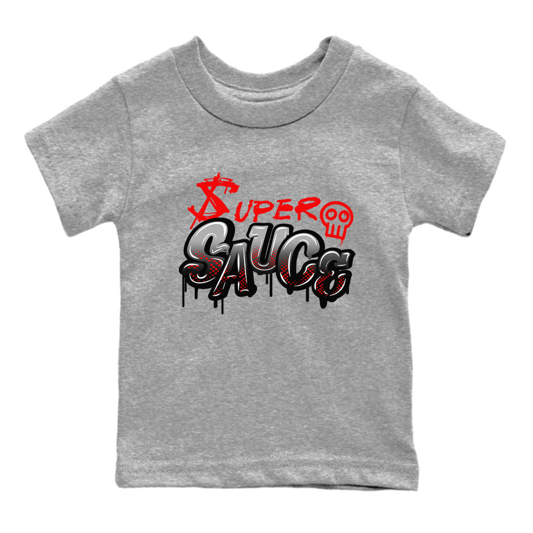 4s Bred Reimagined shirt to match jordans Super Sauce sneaker tees Air Jordan 4 Bred Reimagined Drip Gear Zone baby toddler Heather Grey 2 cotton Shirt