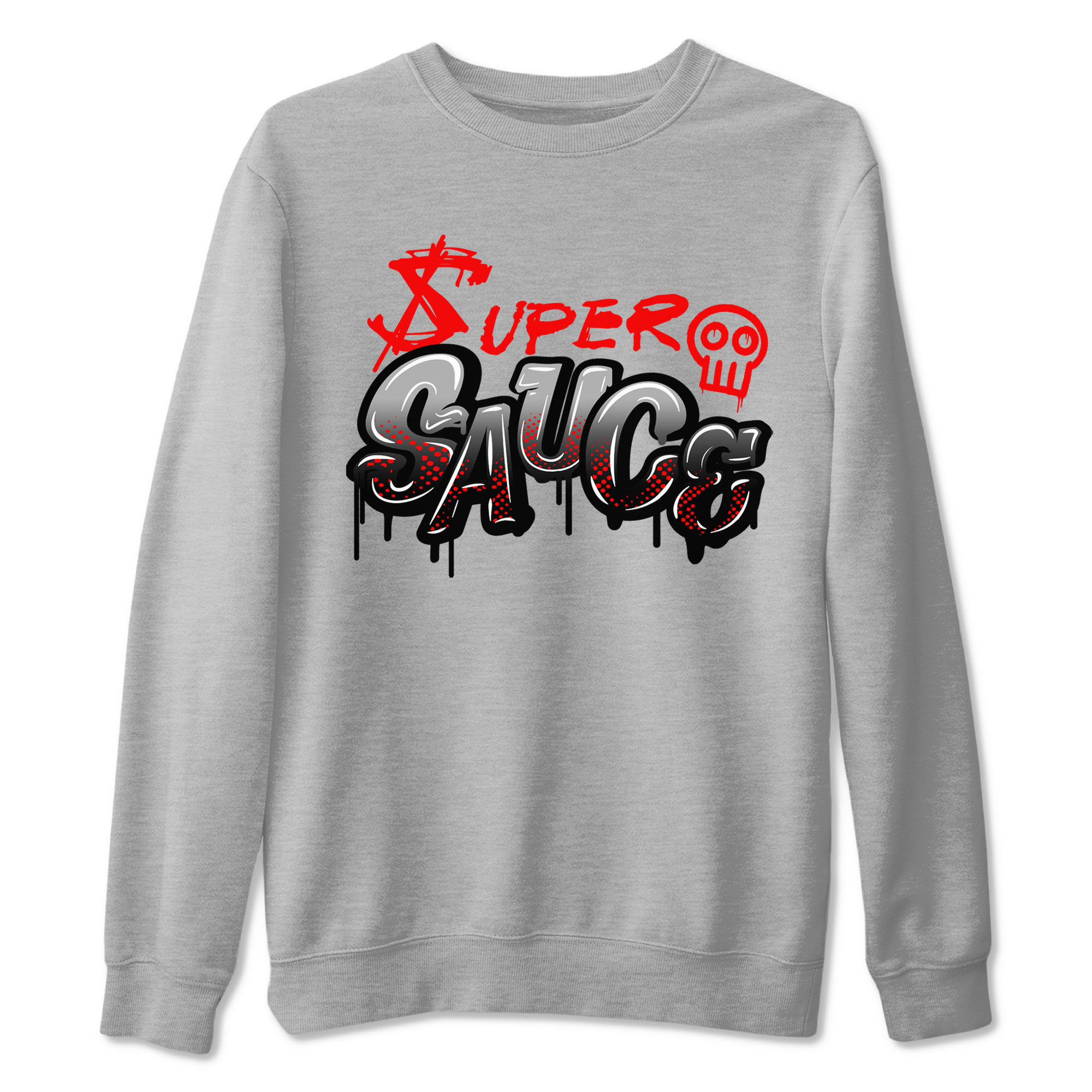 4s Bred Reimagined shirt to match jordans Super Sauce sneaker tees Air Jordan 4 Bred Reimagined Drip Gear Zone unisex cotton Heather Grey 2 crew neck shirt