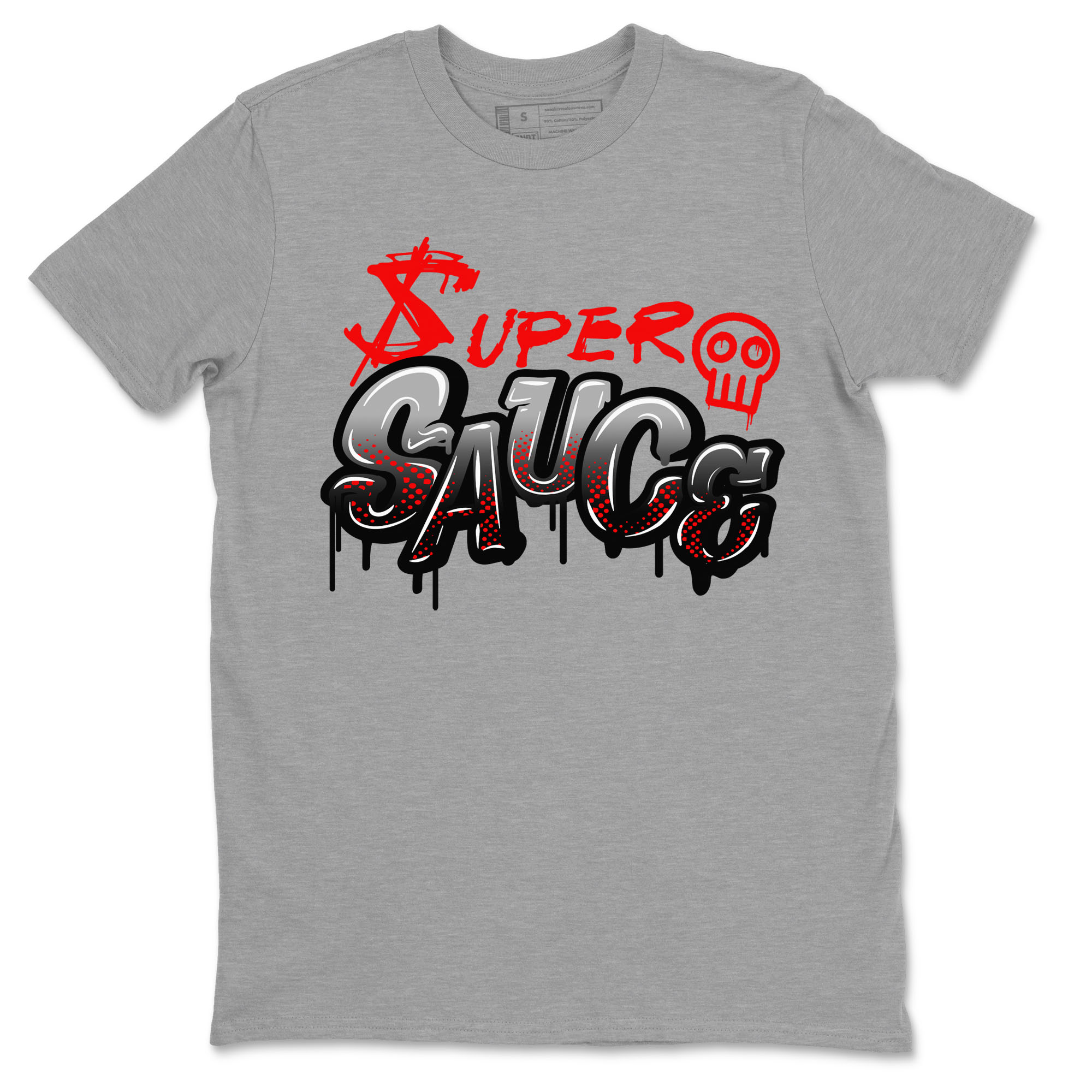 4s Bred Reimagined shirt to match jordans Super Sauce sneaker tees Air Jordan 4 Bred Reimagined Drip Gear Zone unisex cotton Heather Grey 2 crew neck shirt