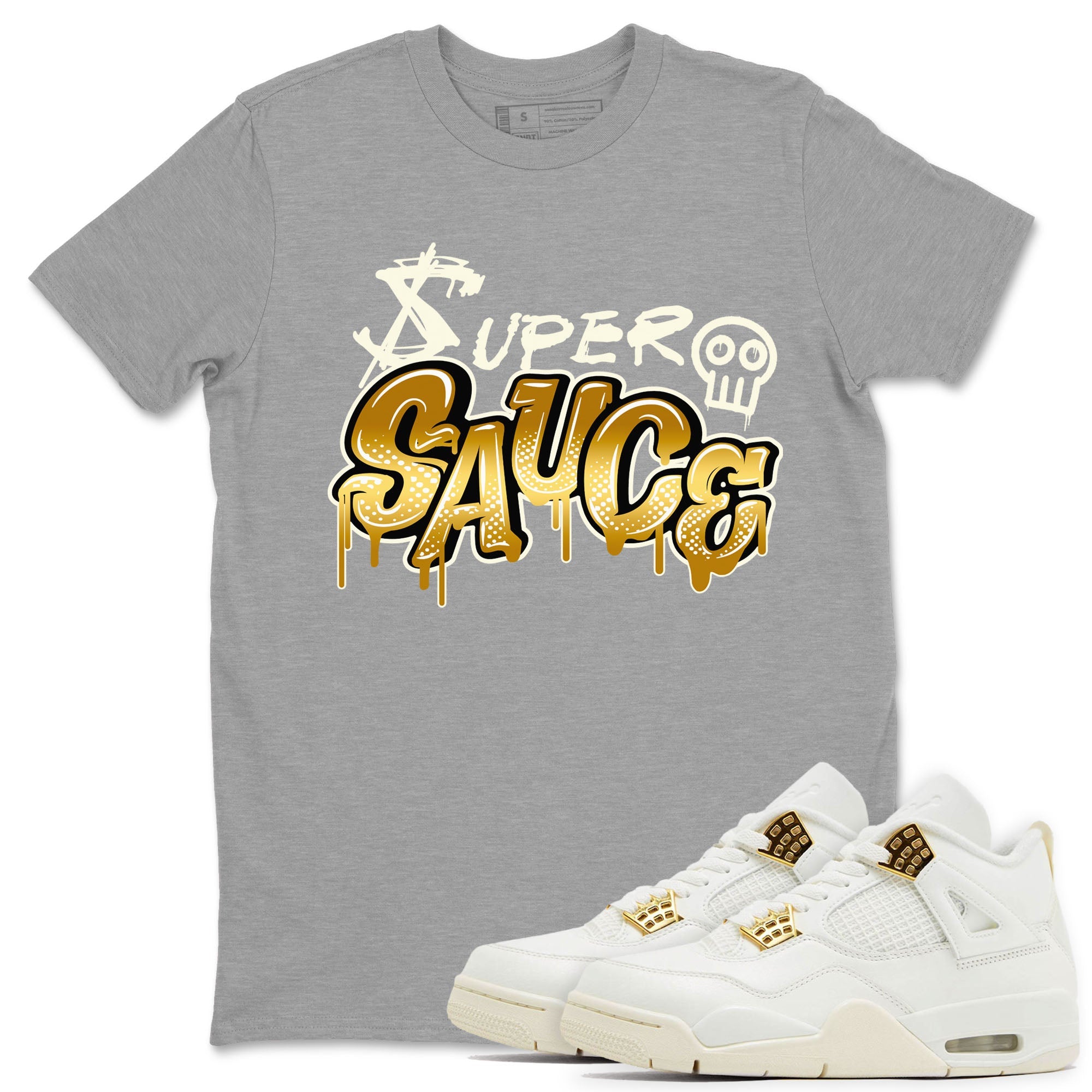 4s Sail shirt to match jordans Super Sauce sneaker tees Air Jordan 4 Sail Drip Gear Zone 4s Metallic Gold Sneaker Release Tees unisex cotton Heather Grey 1 crew neck shirt