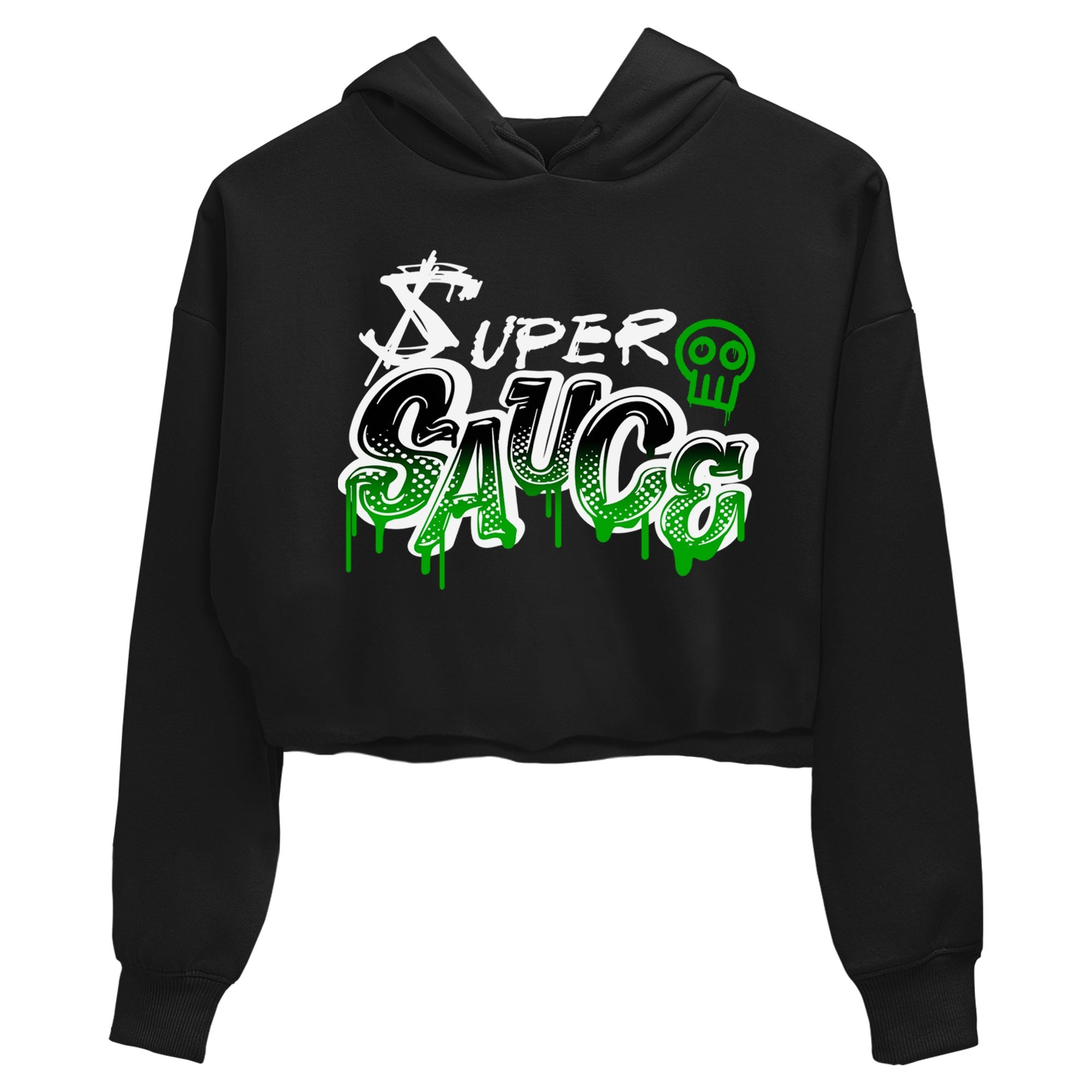 5s Lucky Green shirt to match jordans Super Sauce sneaker tees Air Jordan 5 Lucky Green Drip Gear Zone Black 2 crop length shirt