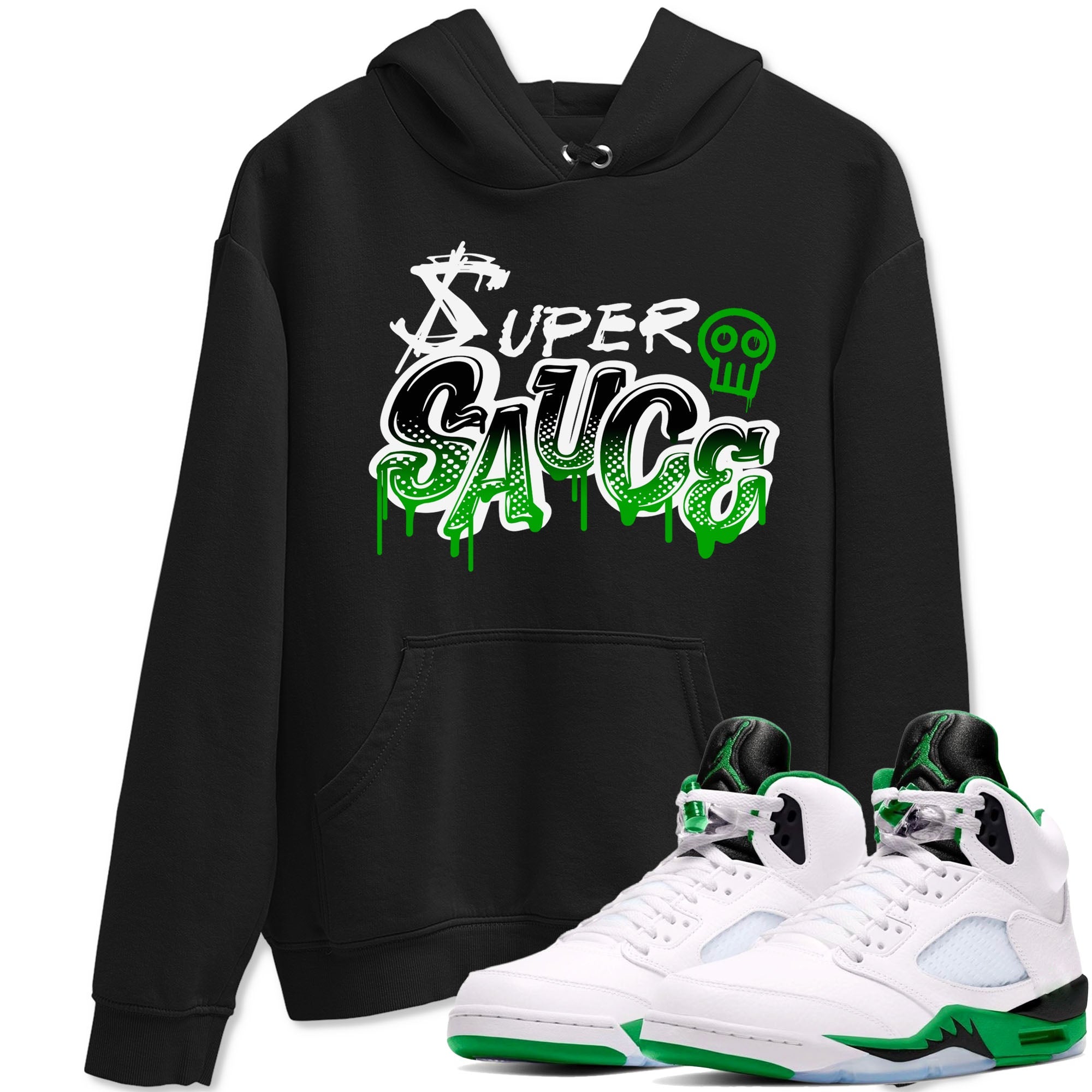 5s Lucky Green shirt to match jordans Super Sauce sneaker tees Air Jordan 5 Lucky Green Drip Gear Zone unisex cotton Black 1 crew neck shirt