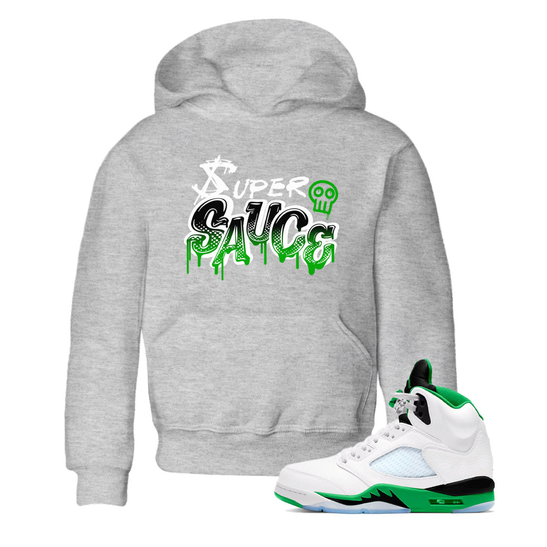5s Lucky Green shirt to match jordans Super Sauce sneaker tees Air Jordan 5 Lucky Green Drip Gear Zone baby toddler Heather Grey 1 cotton Shirt