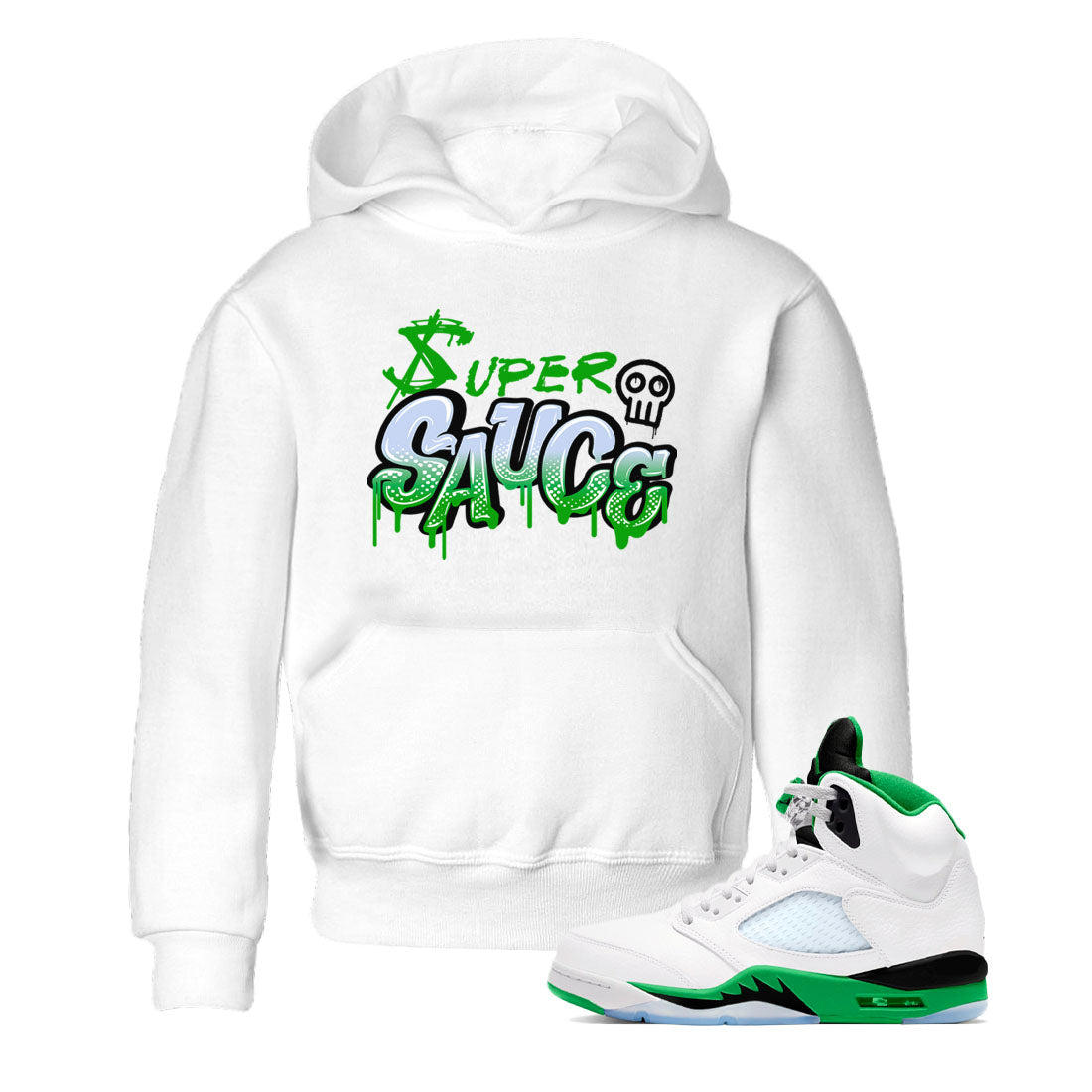 5s Lucky Green shirt to match jordans Super Sauce sneaker tees Air Jordan 5 Lucky Green Drip Gear Zone baby toddler White 1 cotton Shirt