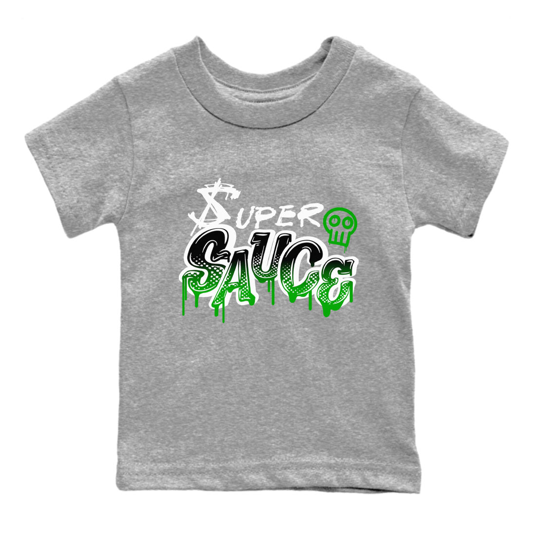 5s Lucky Green shirt to match jordans Super Sauce sneaker tees Air Jordan 5 Lucky Green Drip Gear Zone baby toddler Heather Grey 2 cotton Shirt