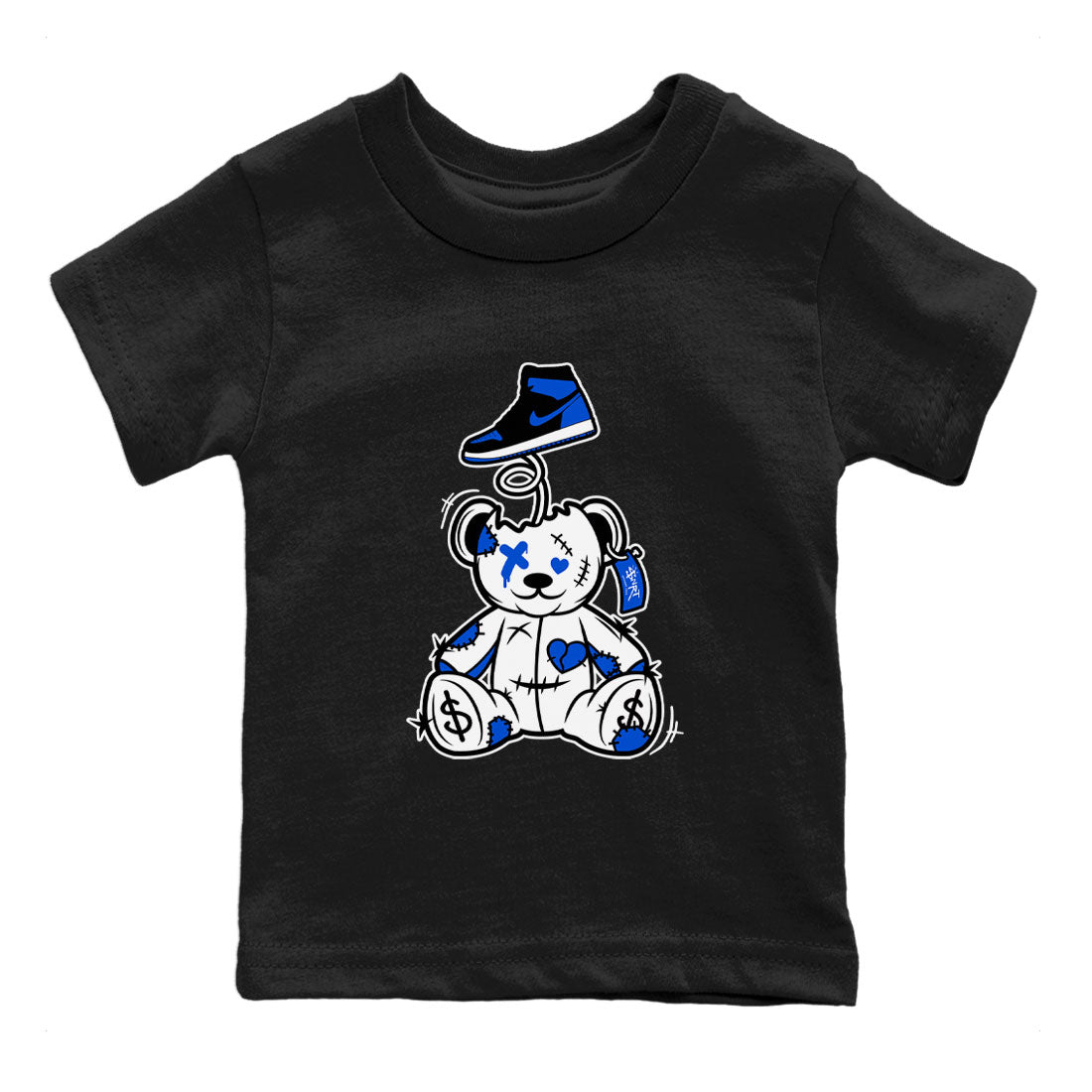 Jordan 1 High OG Royal Reimagined shirt to match jordans Surprise Teddy Bear sneaker tees Air Jordan 1 Royal Reimagined Drip Gear Zone Baby Toddler Black 2 T-Shirt