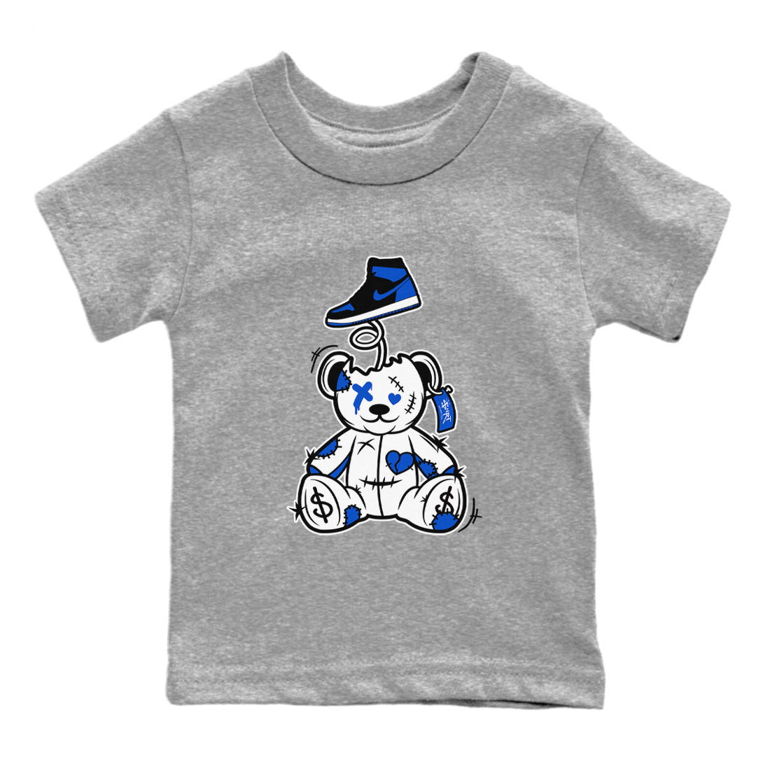 Jordan 1 High OG Royal Reimagined shirt to match jordans Surprise Teddy Bear sneaker tees Air Jordan 1 Royal Reimagined Drip Gear Zone Baby Toddler Heather Grey 2 T-Shirt