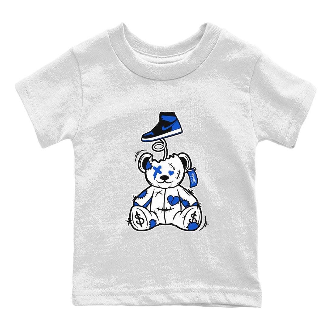 Jordan 1 High OG Royal Reimagined shirt to match jordans Surprise Teddy Bear sneaker tees Air Jordan 1 Royal Reimagined Drip Gear Zone Baby Toddler White 2 T-Shirt