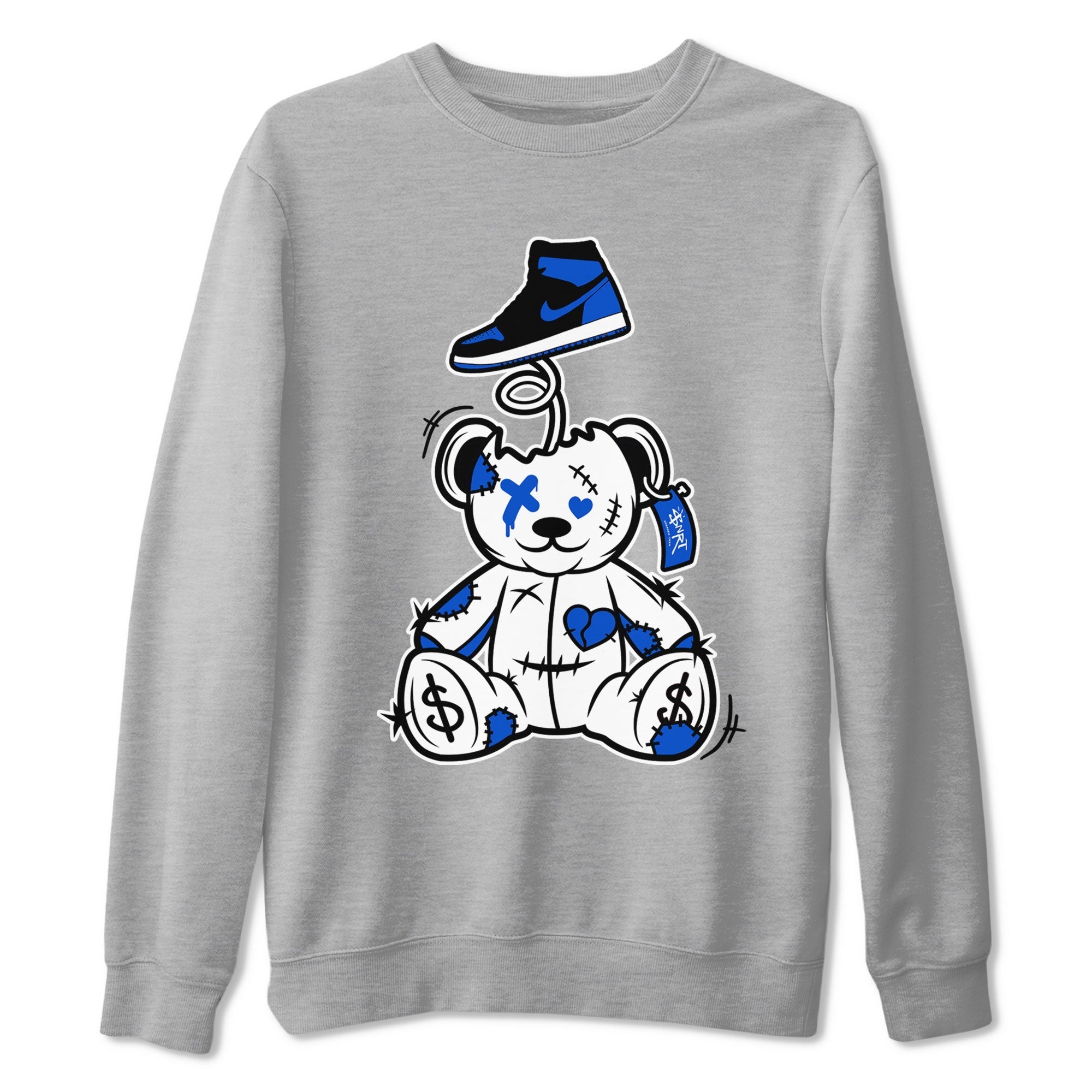 Jordan 1 High OG Royal Reimagined shirt to match jordans Surprise Teddy Bear sneaker tees Air Jordan 1 Royal Reimagined Drip Gear Zone Unisex Heather Grey 2 T-Shirt