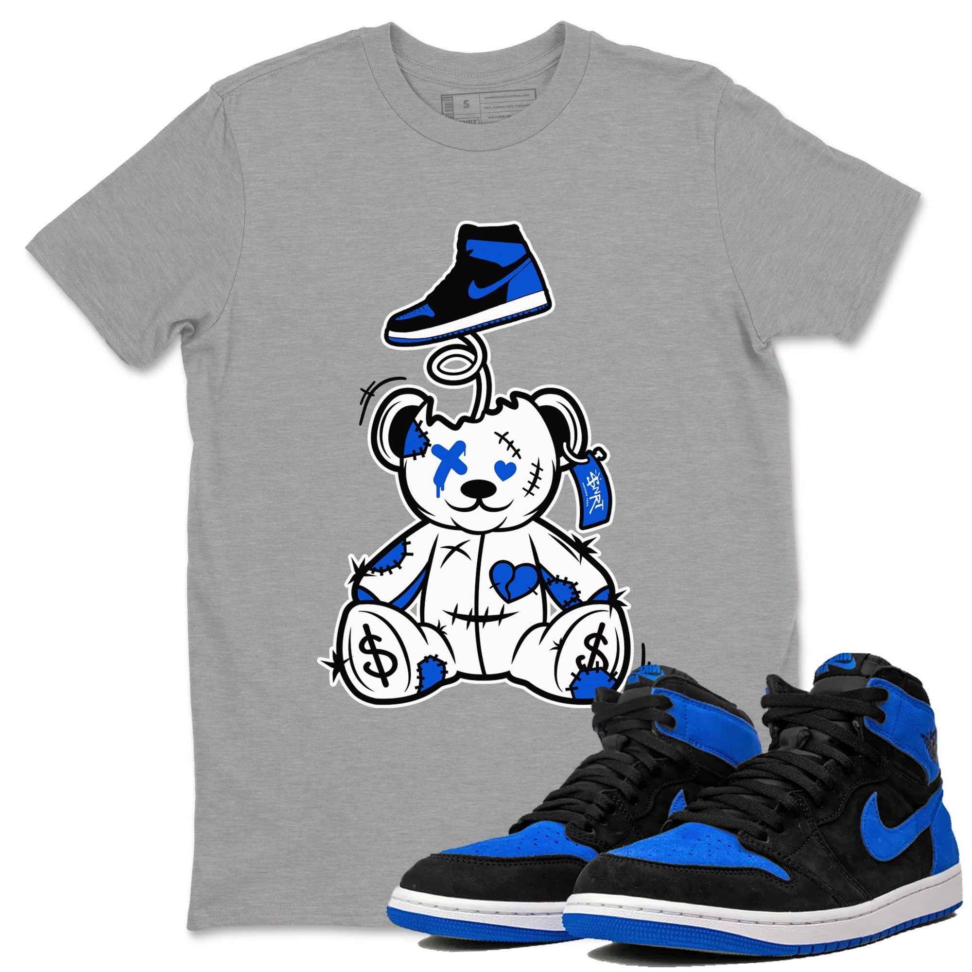 Jordan 1 High OG Royal Reimagined shirt to match jordans Surprise Teddy Bear sneaker tees Air Jordan 1 Royal Reimagined Drip Gear Zone Unisex Heather Grey 1 T-Shirt