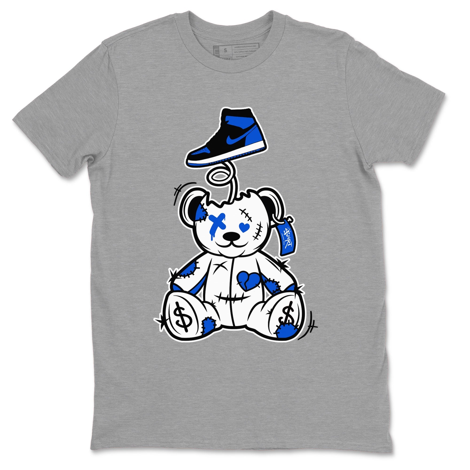 Jordan 1 High OG Royal Reimagined shirt to match jordans Surprise Teddy Bear sneaker tees Air Jordan 1 Royal Reimagined Drip Gear Zone Unisex Heather Grey 2 T-Shirt