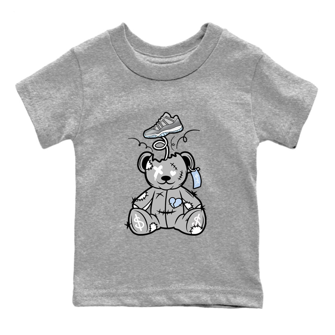 11s Cool Grey shirt to match jordans Surprise Teddy Bear sneaker tees Air Jordan 11 Cool Grey Drip Gear Zone baby toddler Heather Grey 2 cotton Shirt