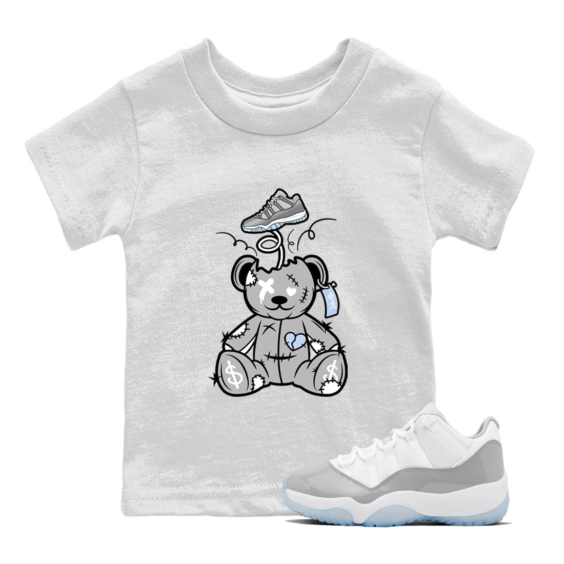 11s Cool Grey shirt to match jordans Surprise Teddy Bear sneaker tees Air Jordan 11 Cool Grey Drip Gear Zone baby toddler White 1 cotton Shirt