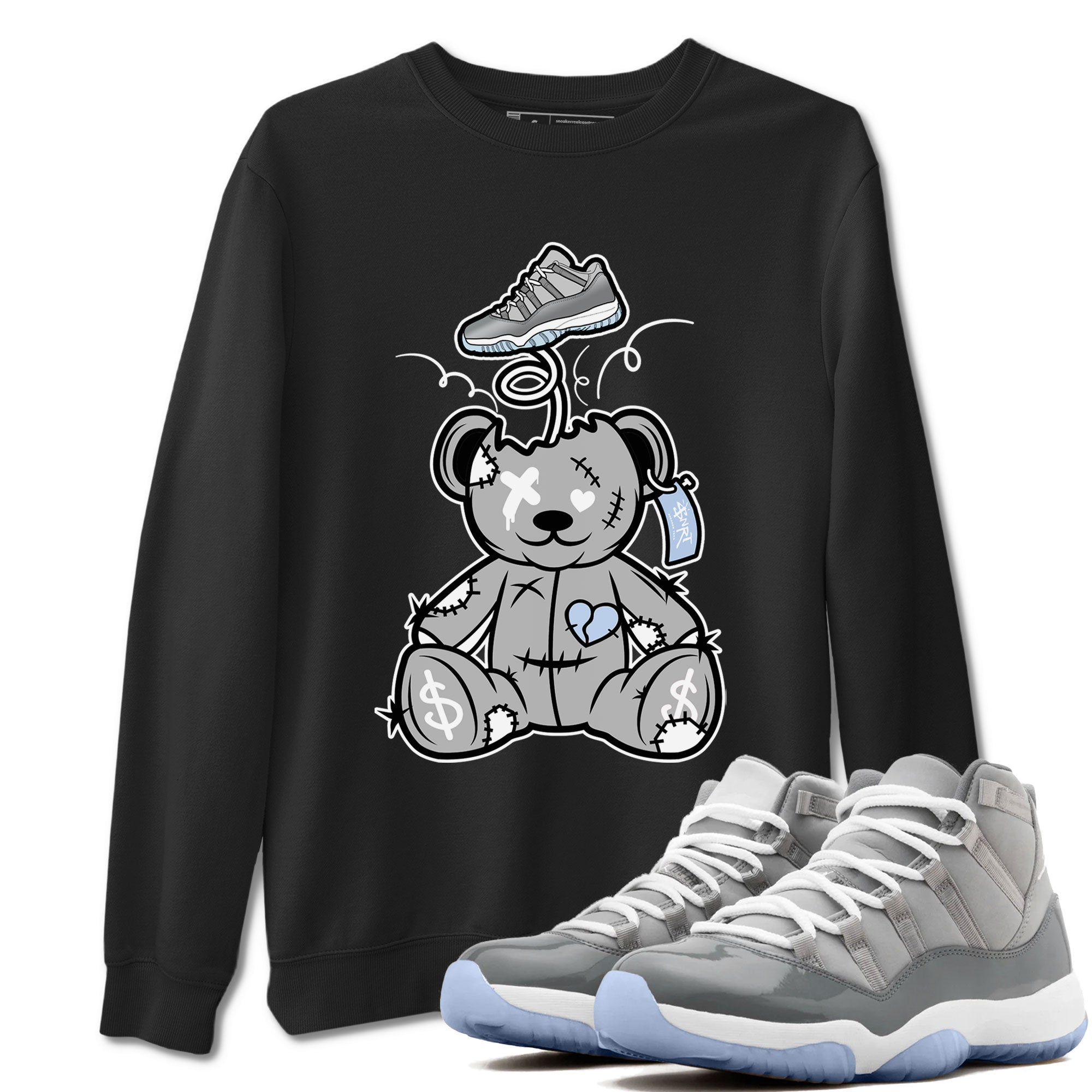 11s Cool Grey shirt to match jordans Surprise Teddy Bear sneaker tees Air Jordan 11 Cool Grey Drip Gear Zone unisex cotton Black 1 crew neck shirt