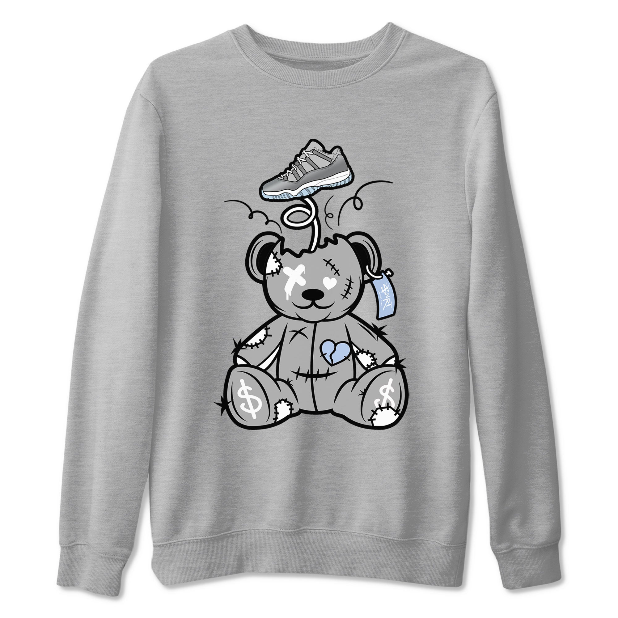 11s Cool Grey shirt to match jordans Surprise Teddy Bear sneaker tees Air Jordan 11 Cool Grey Drip Gear Zone unisex cotton Heather Grey 2 crew neck shirt
