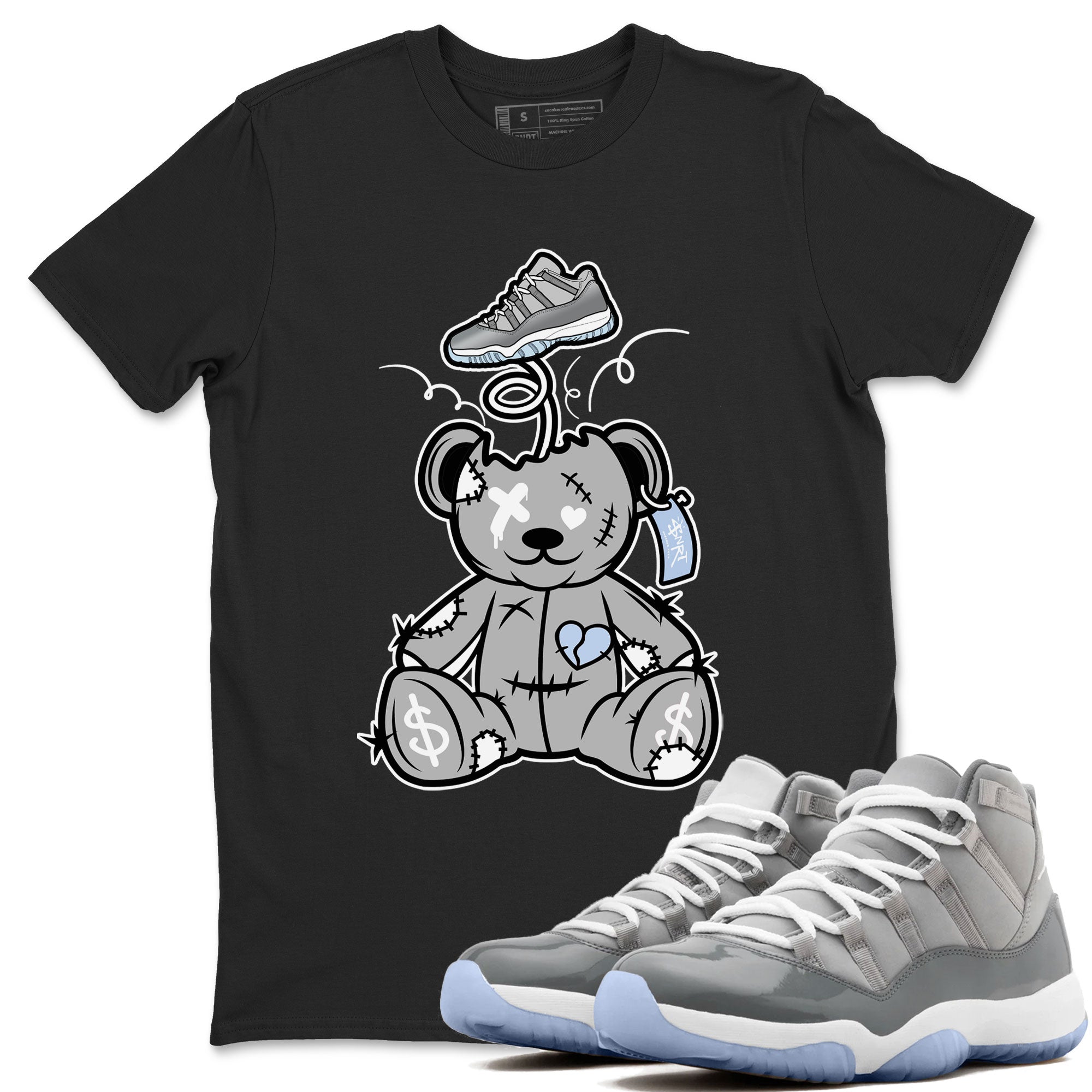 11s Cool Grey shirt to match jordans Surprise Teddy Bear sneaker tees Air Jordan 11 Cool Grey Drip Gear Zone unisex cotton Black 1 crew neck shirt