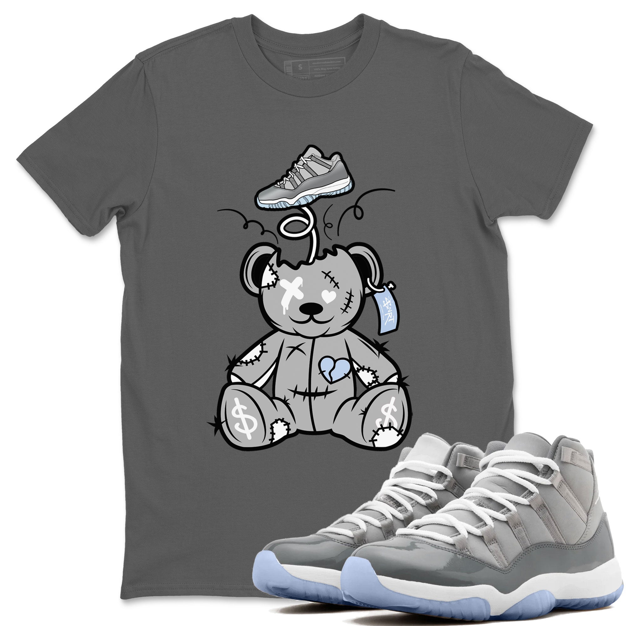 11s Cool Grey shirt to match jordans Surprise Teddy Bear sneaker tees Air Jordan 11 Cool Grey Drip Gear Zone unisex cotton Cool Grey 1 crew neck shirt