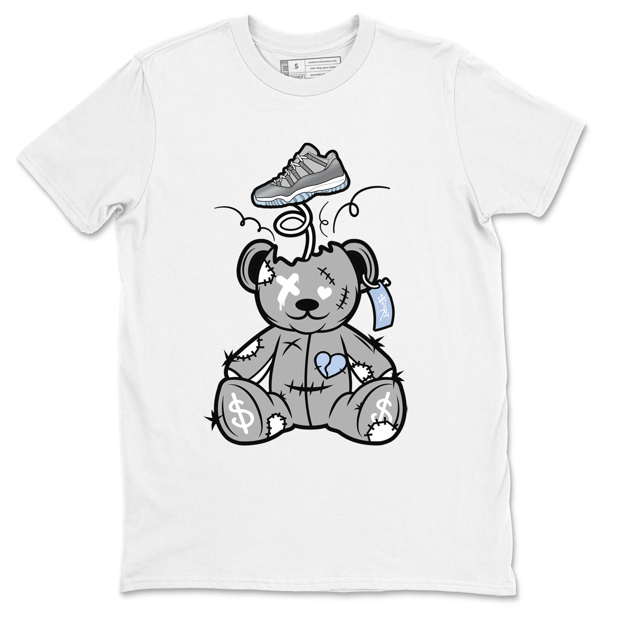 11s Cool Grey shirt to match jordans Surprise Teddy Bear sneaker tees Air Jordan 11 Cool Grey Drip Gear Zone unisex cotton White 2 crew neck shirt