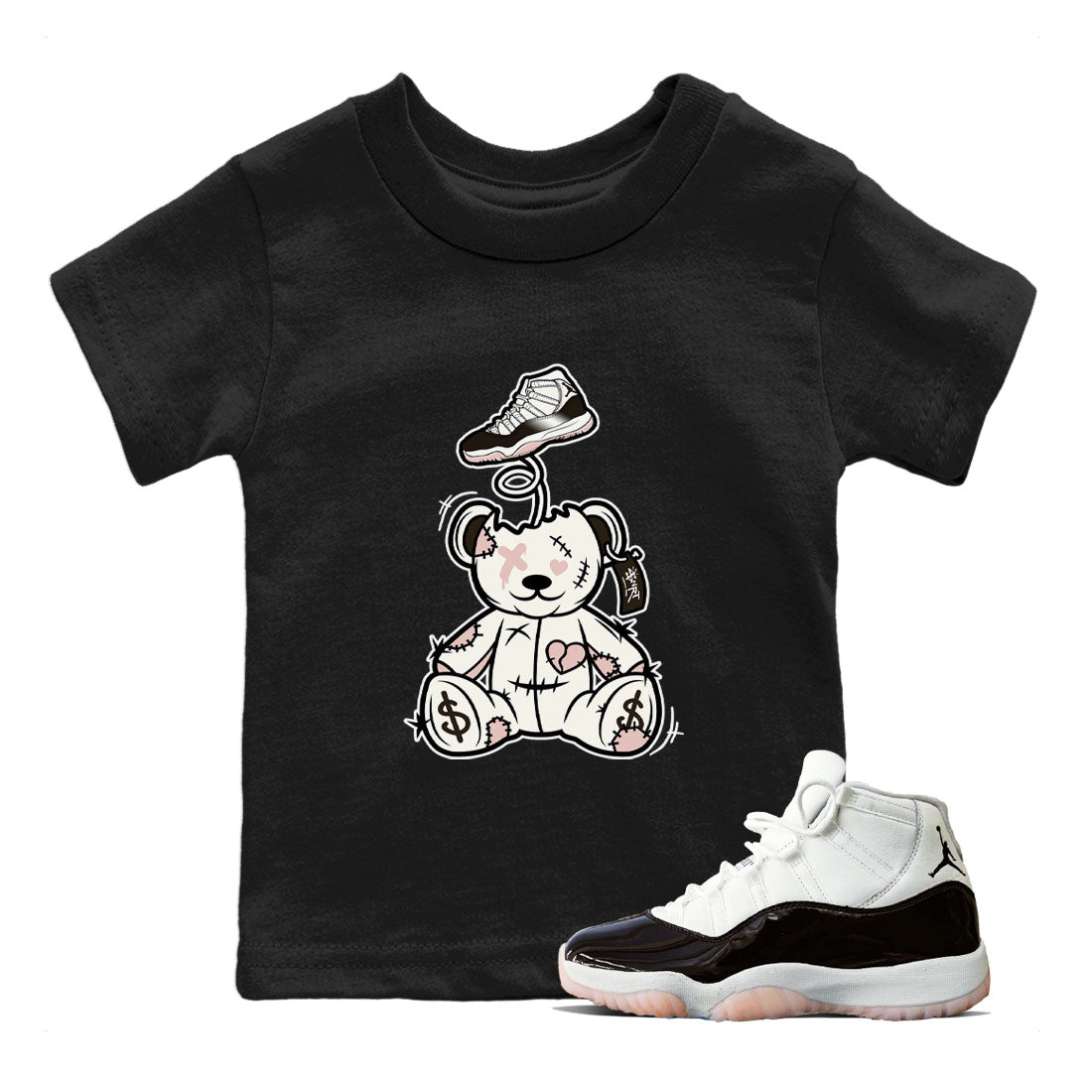 Air Jordan 11 Neapolitan shirt to match jordans Surprise Teddy Bear sneaker matching t-shirts and clothing Air Jordan 11 Neapolitan Drip Gear Zone Youth Kids Toddler Black 1 T-Shirt
