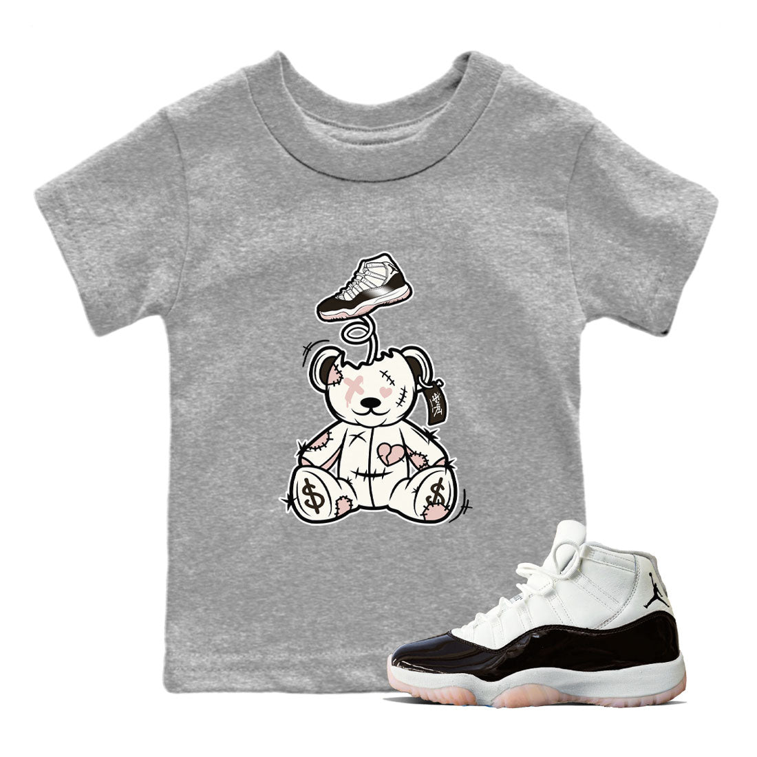 Air Jordan 11 Neapolitan shirt to match jordans Surprise Teddy Bear sneaker matching t-shirts and clothing Air Jordan 11 Neapolitan Drip Gear Zone Youth Kids Toddler Heather Grey 1 T-Shirt