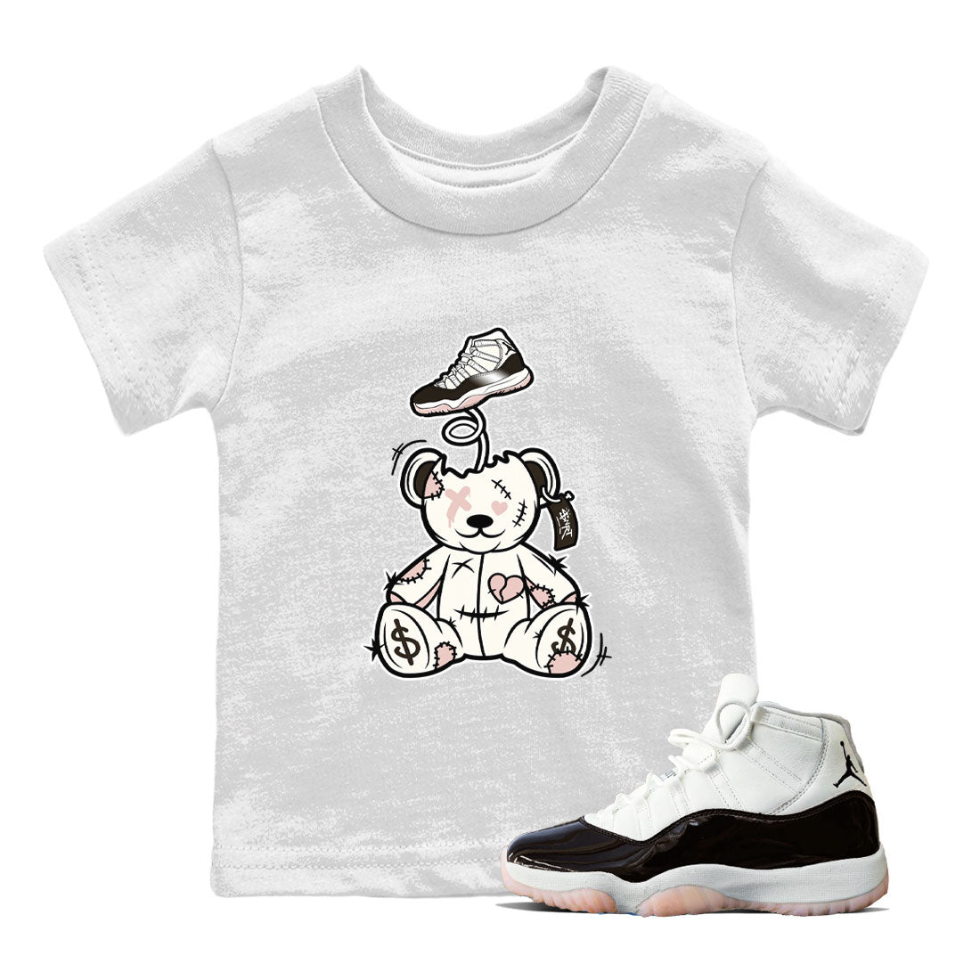 Air Jordan 11 Neapolitan shirt to match jordans Surprise Teddy Bear sneaker matching t-shirts and clothing Air Jordan 11 Neapolitan Drip Gear Zone Youth Kids Toddler White 1 T-Shirt