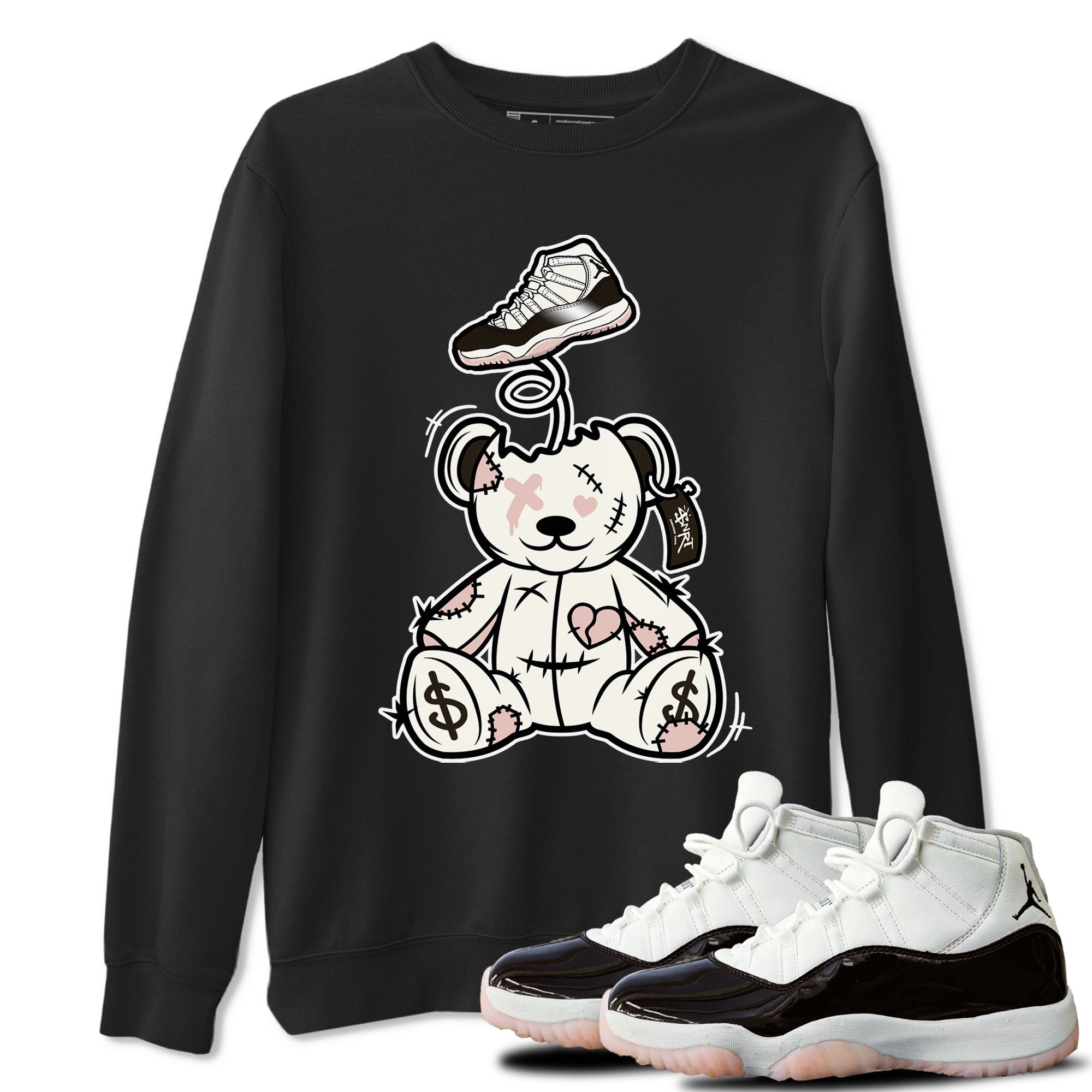 Air Jordan 11 Neapolitan shirt to match jordans Surprise Teddy Bear sneaker matching t-shirts and clothing Air Jordan 11 Neapolitan Drip Gear Zone Cotton Casual Unisex Black 1 T-Shirt