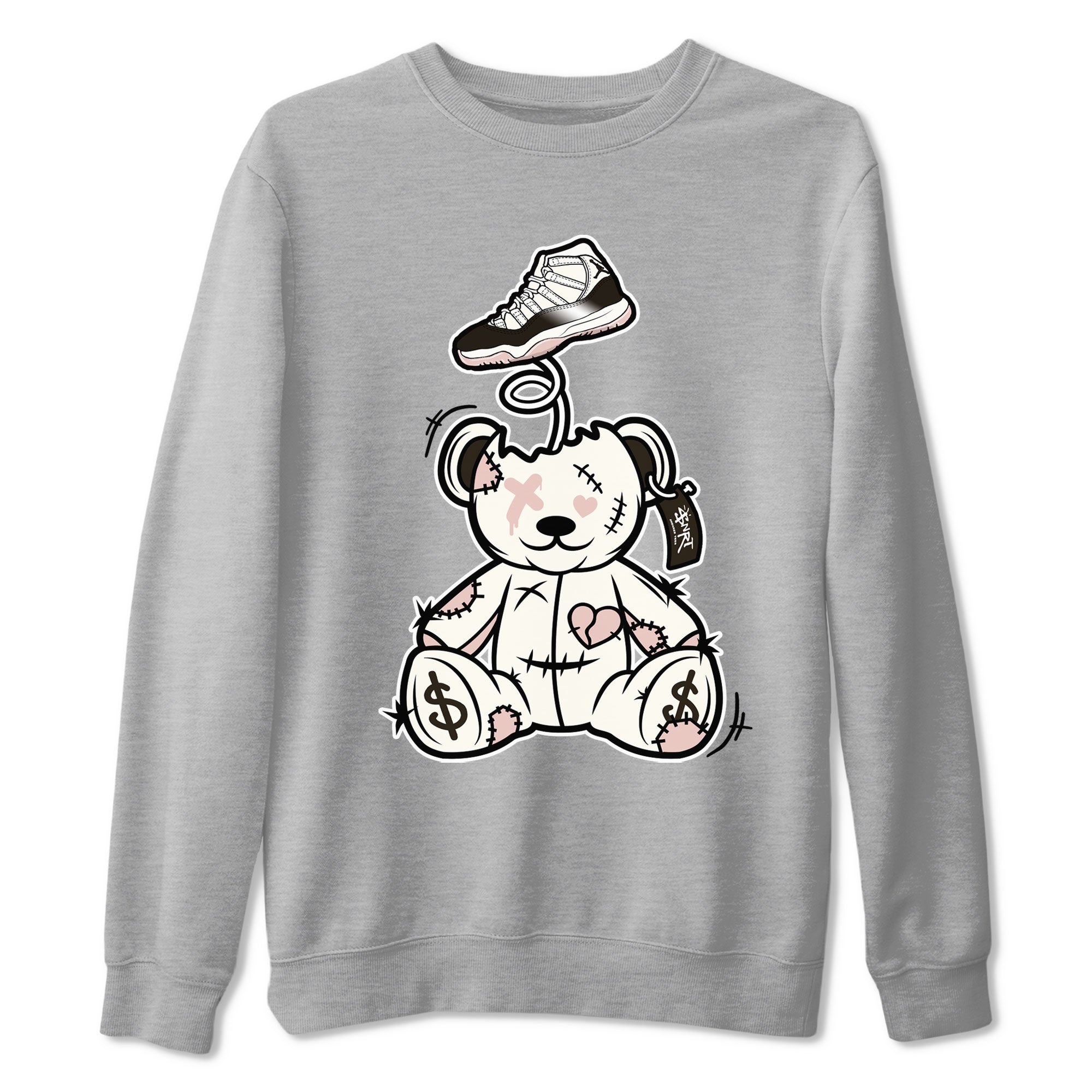 Air Jordan 11 Neapolitan shirt to match jordans Surprise Teddy Bear sneaker matching t-shirts and clothing Air Jordan 11 Neapolitan Drip Gear Zone Cotton Casual Unisex Heather Grey 2 T-Shirt