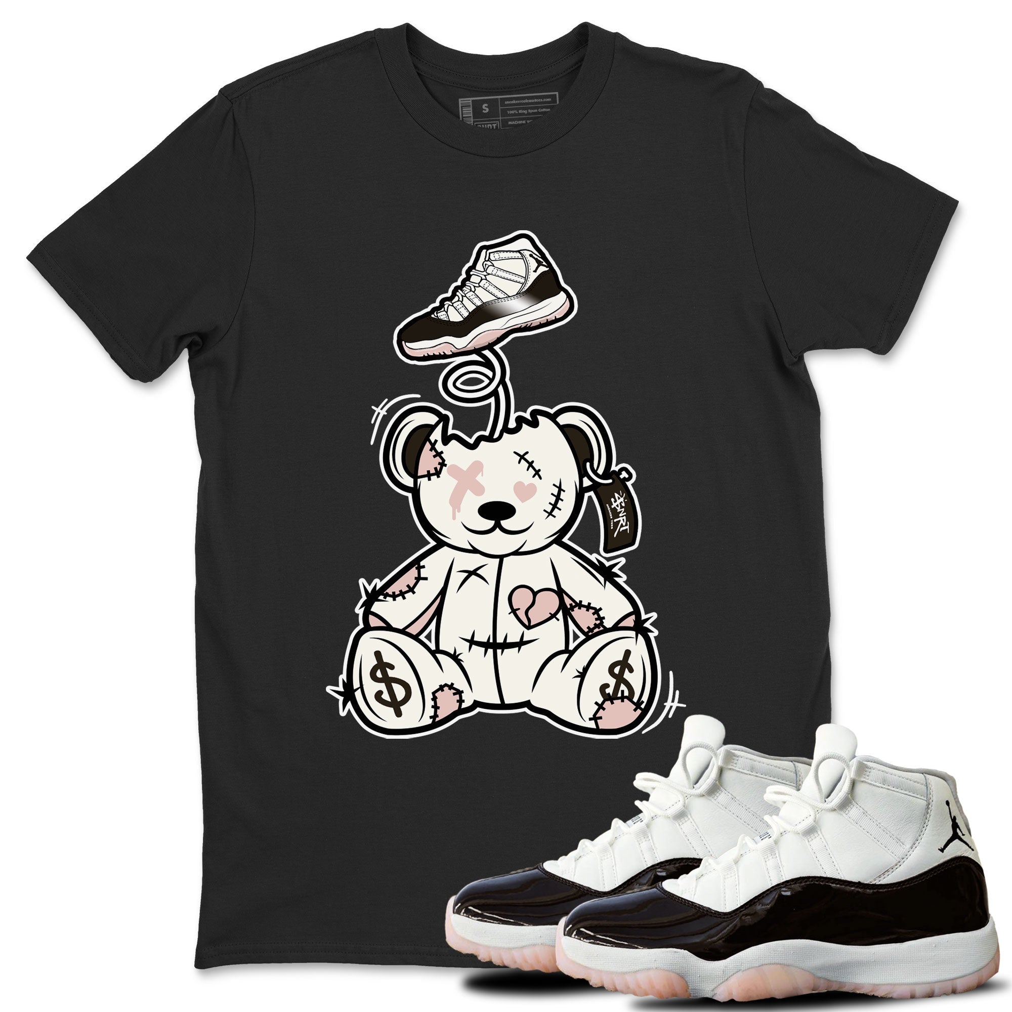 Air Jordan 11 Neapolitan shirt to match jordans Surprise Teddy Bear sneaker matching t-shirts and clothing Air Jordan 11 Neapolitan Drip Gear Zone Cotton Casual Unisex Black 1 T-Shirt