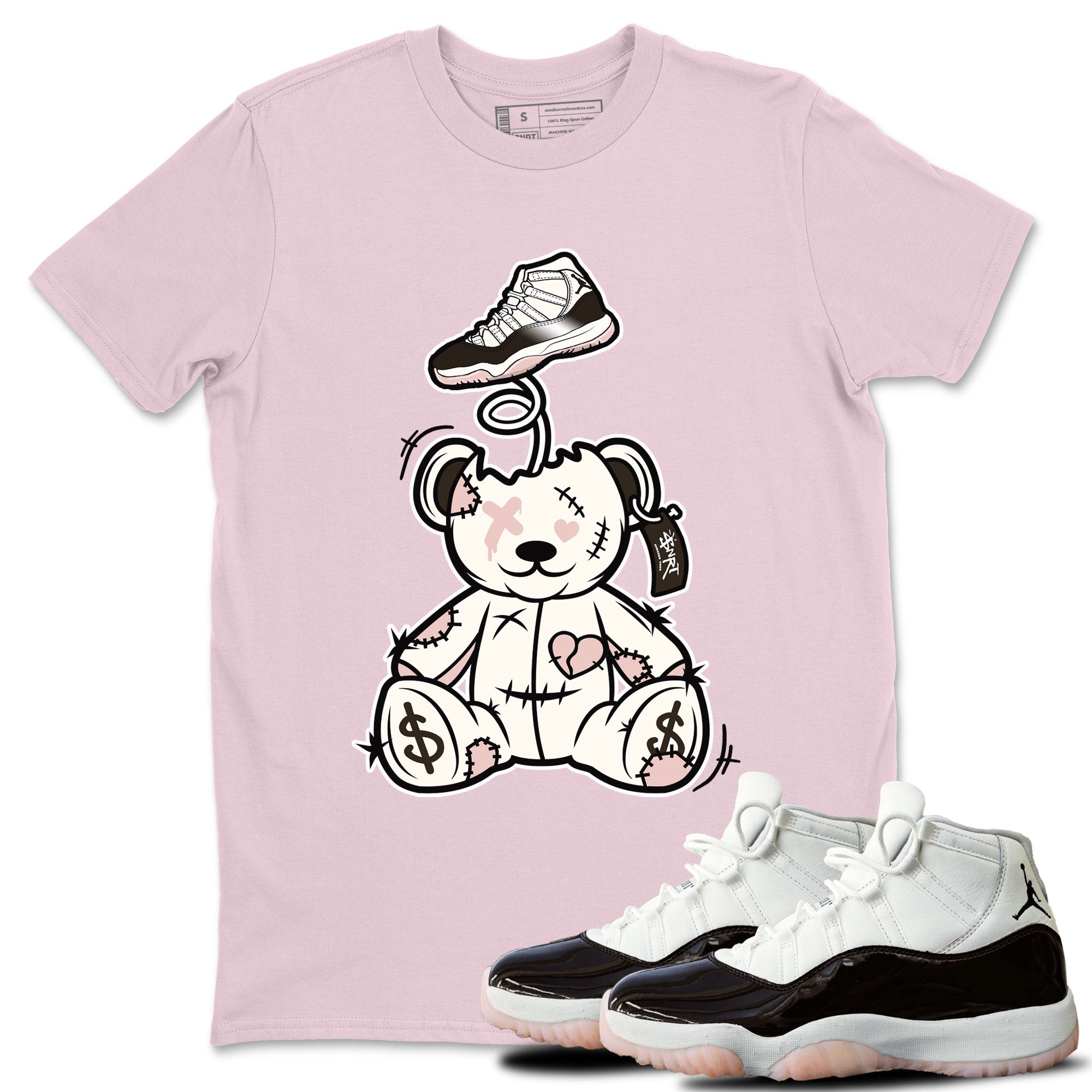Air Jordan 11 Neapolitan shirt to match jordans Surprise Teddy Bear sneaker matching t-shirts and clothing Air Jordan 11 Neapolitan Drip Gear Zone Cotton Casual Unisex Pink 1 T-Shirt