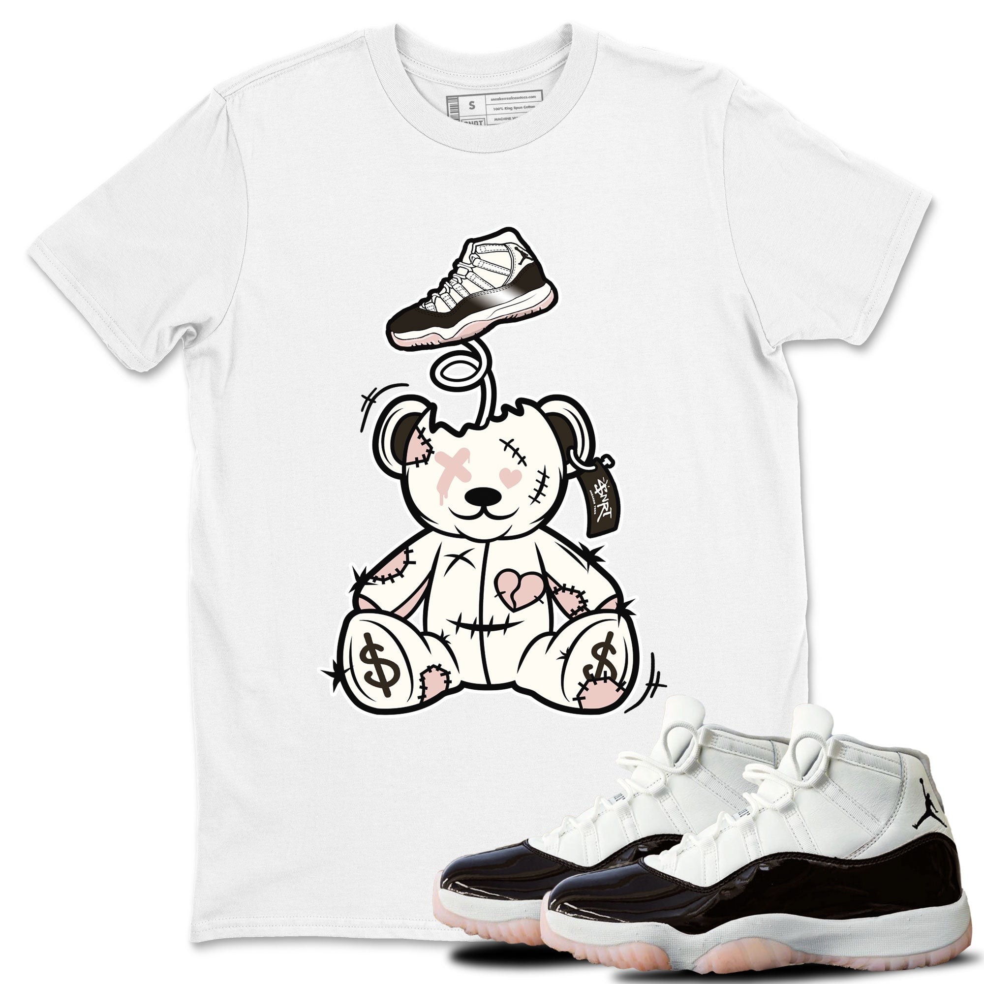 Air Jordan 11 Neapolitan shirt to match jordans Surprise Teddy Bear sneaker matching t-shirts and clothing Air Jordan 11 Neapolitan Drip Gear Zone Cotton Casual Unisex White 1 T-Shirt