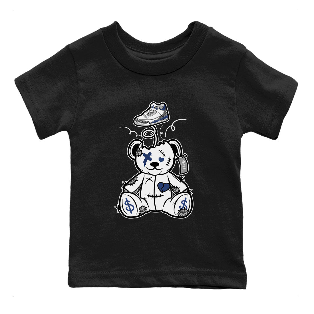 3s Midnight Navy shirt to match jordans Surprise Teddy Bear sneaker match tee Air Jordan 3 Midnight Navy Drip Gear Zone baby toddler Black 1 cotton Shirt